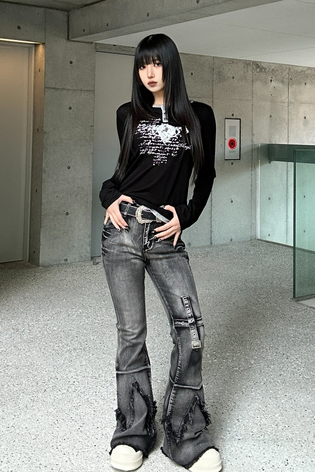 heart print long t-shirt KSG20778
