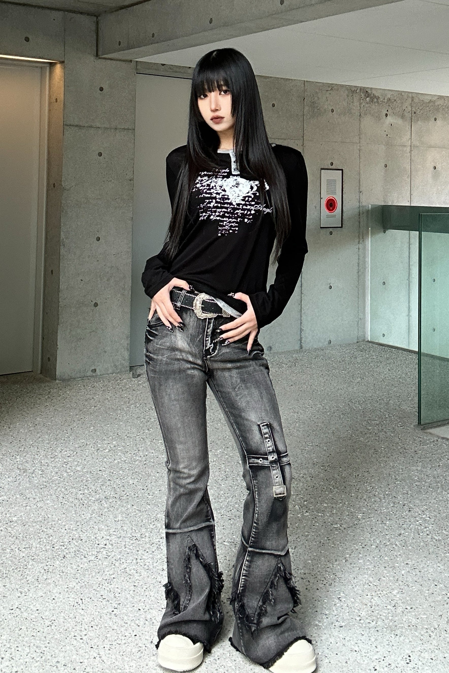 heart print long t-shirt KSG20778