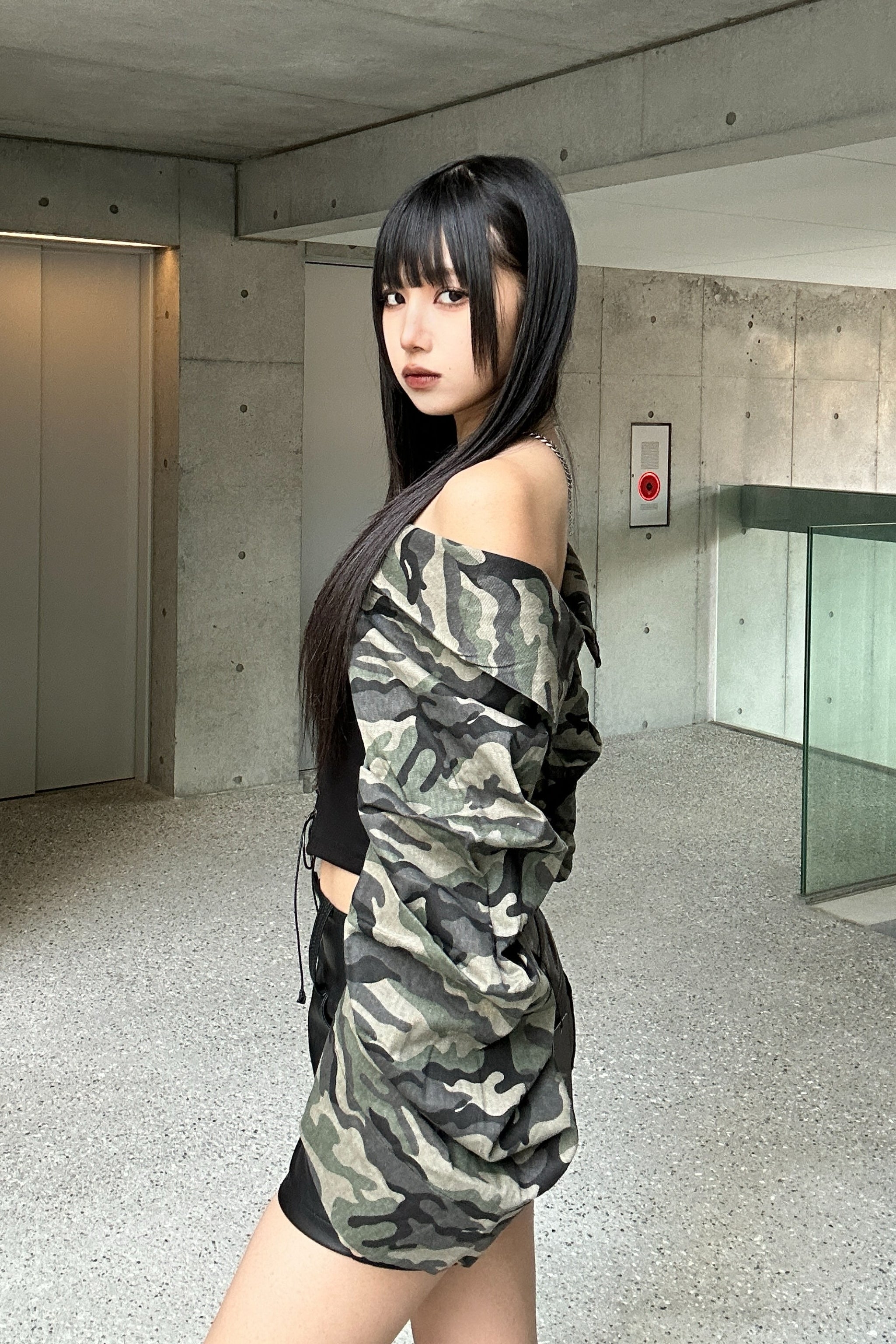 lace up military off shoulder  KSG20789