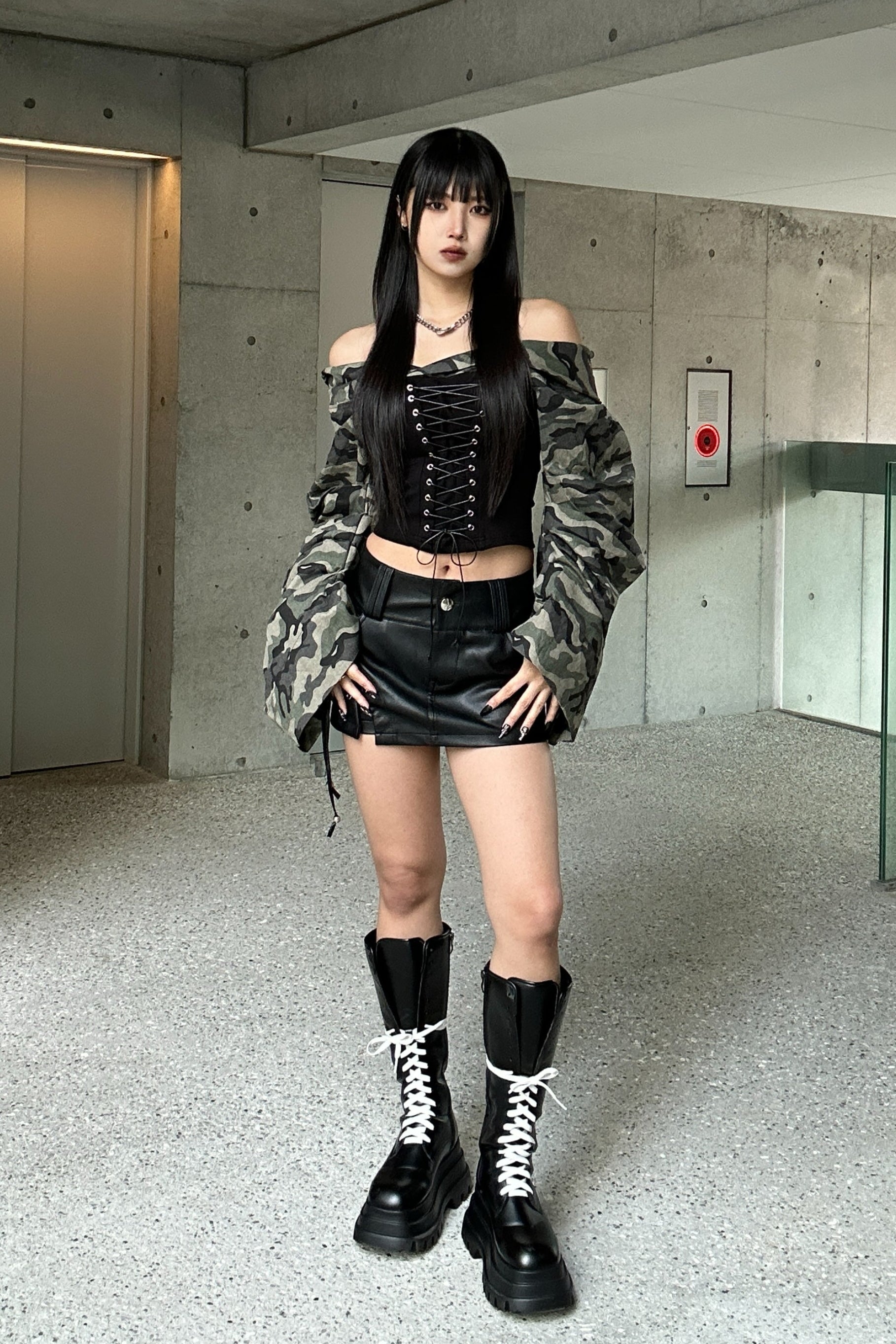 lace up military off shoulder  KSG20789