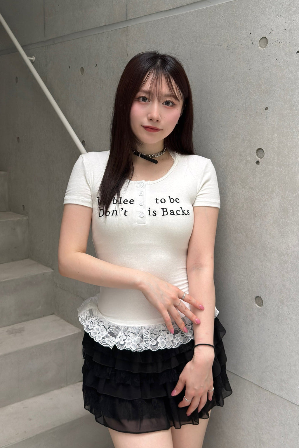 レースフリルロゴTシャツ KSG20864