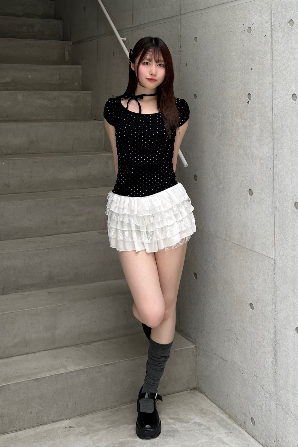 ドットリボンパフスリーブTシャツ KSG20883