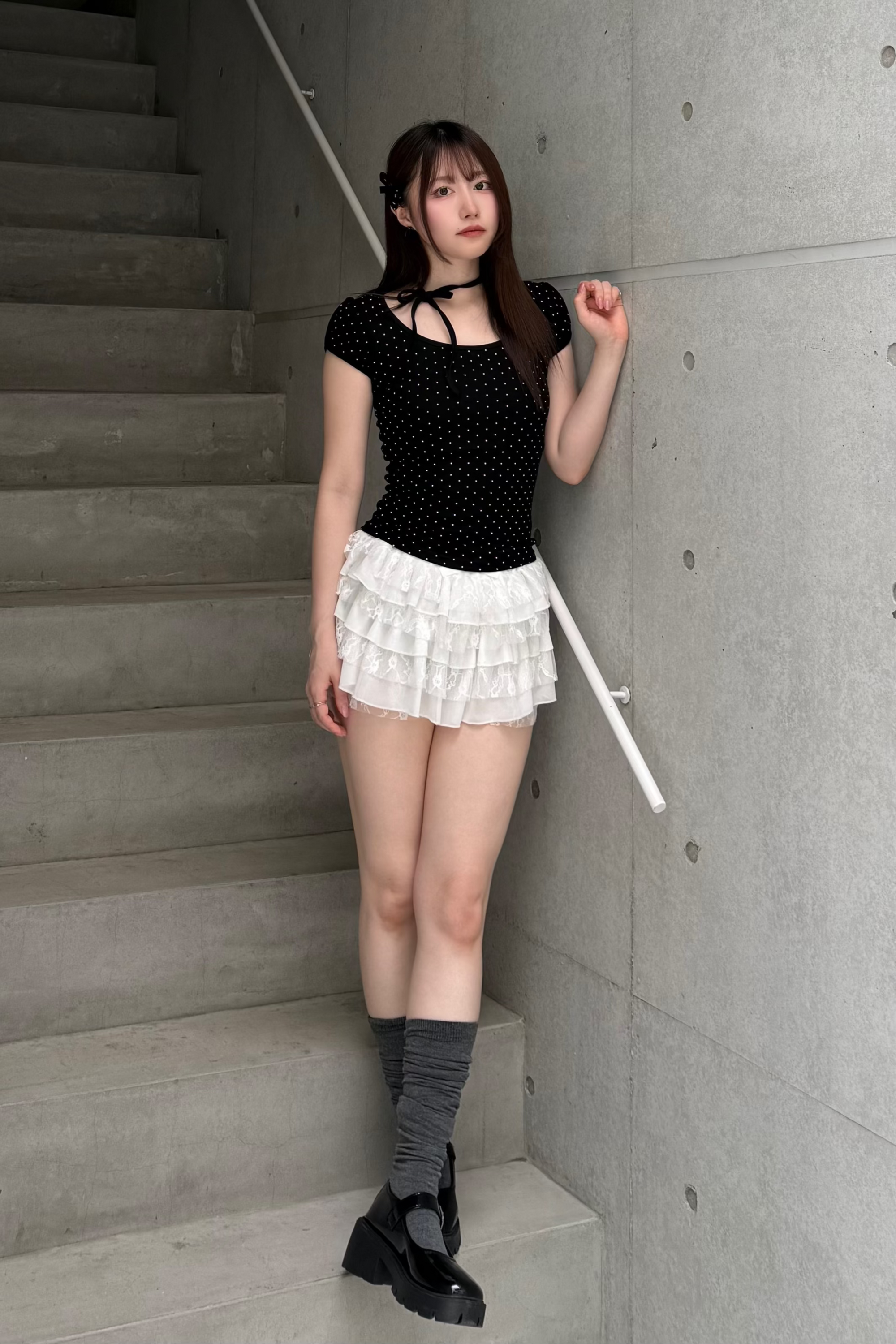 ドットリボンパフスリーブTシャツ KSG20883