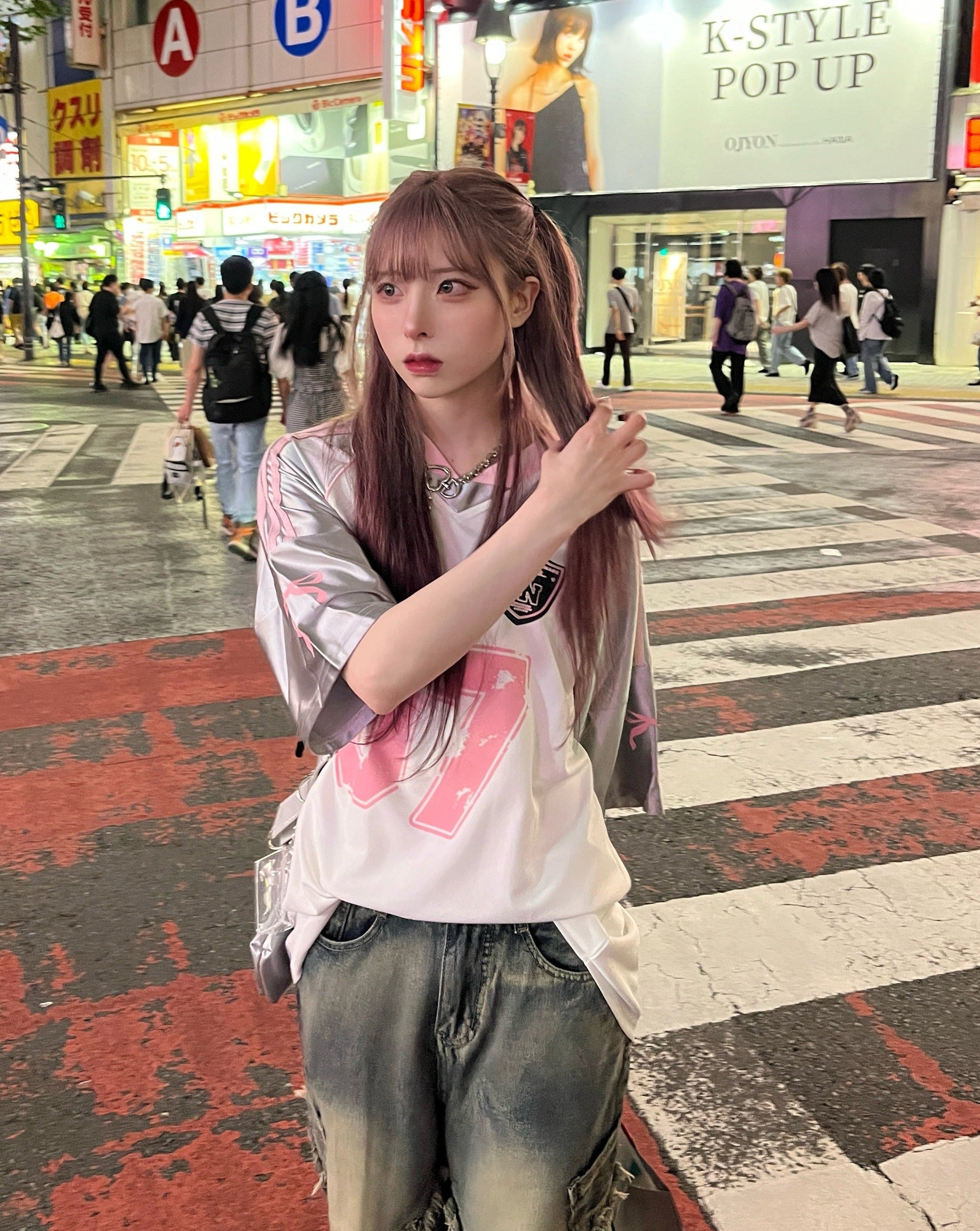 リボンプリントユニフォームTシャツ KSG20785