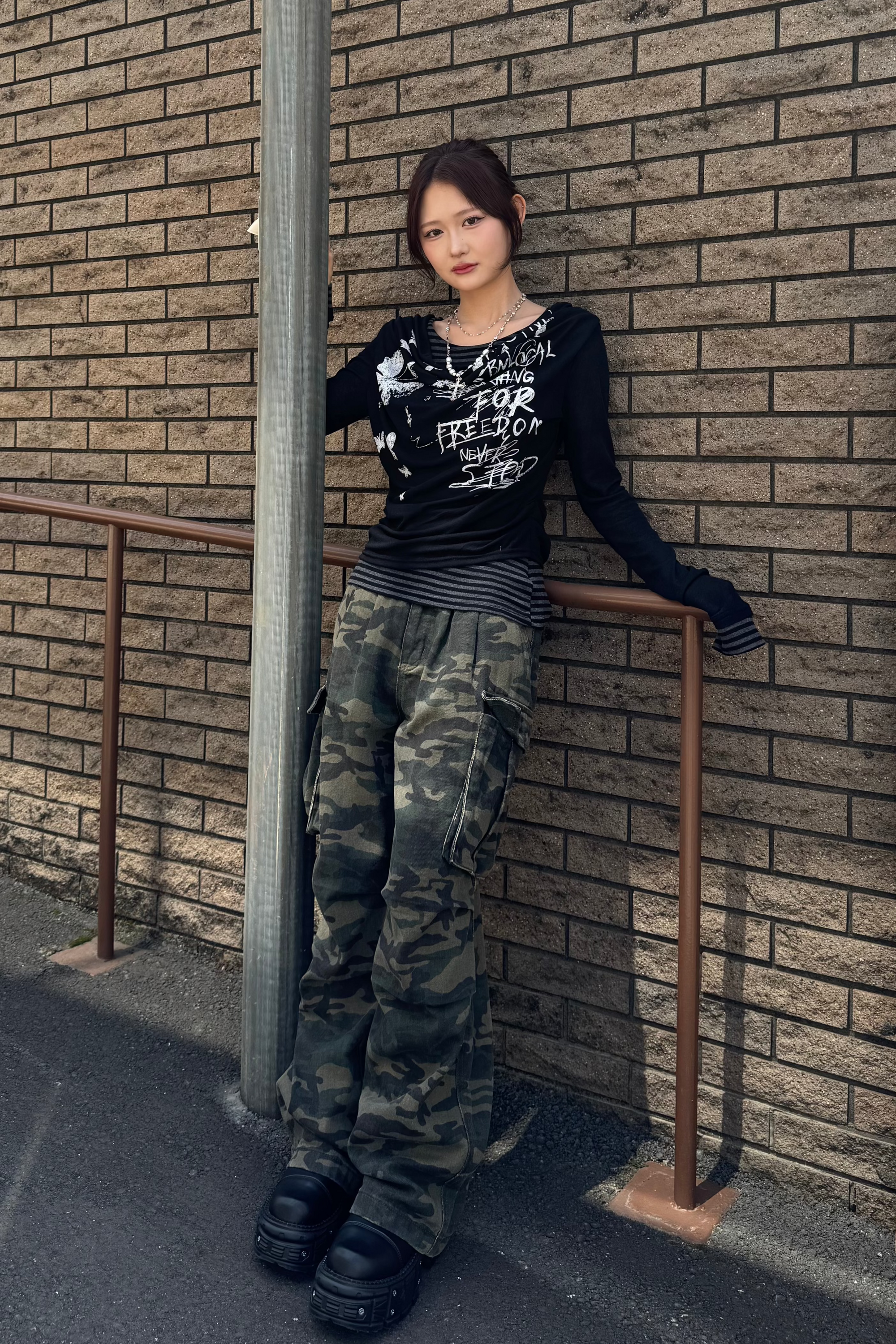 border pattern layered tops KSG20817