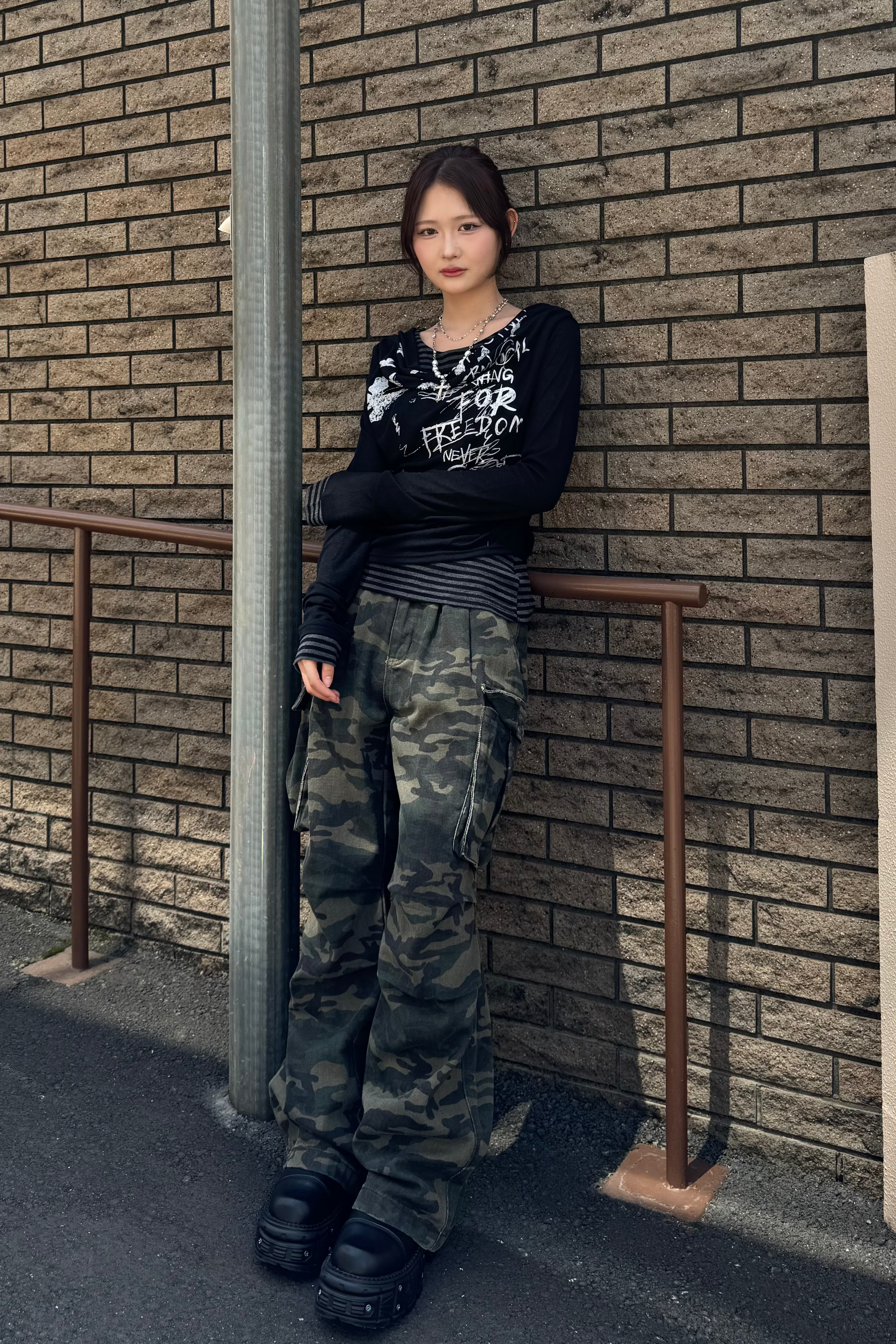 border pattern layered tops KSG20817