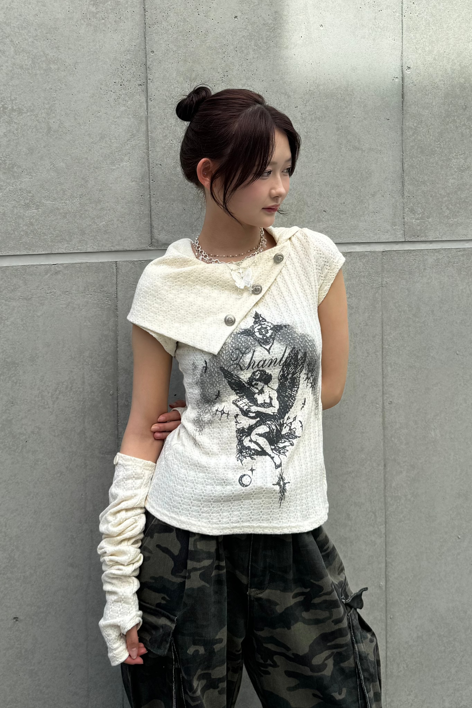 Dual angel pattern tops KSG20819