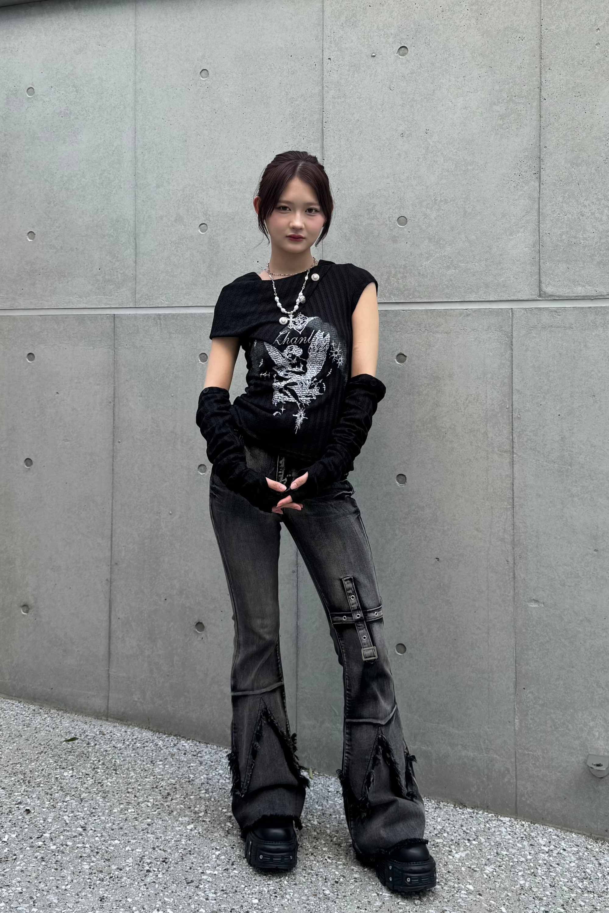 Dual angel pattern tops KSG20819