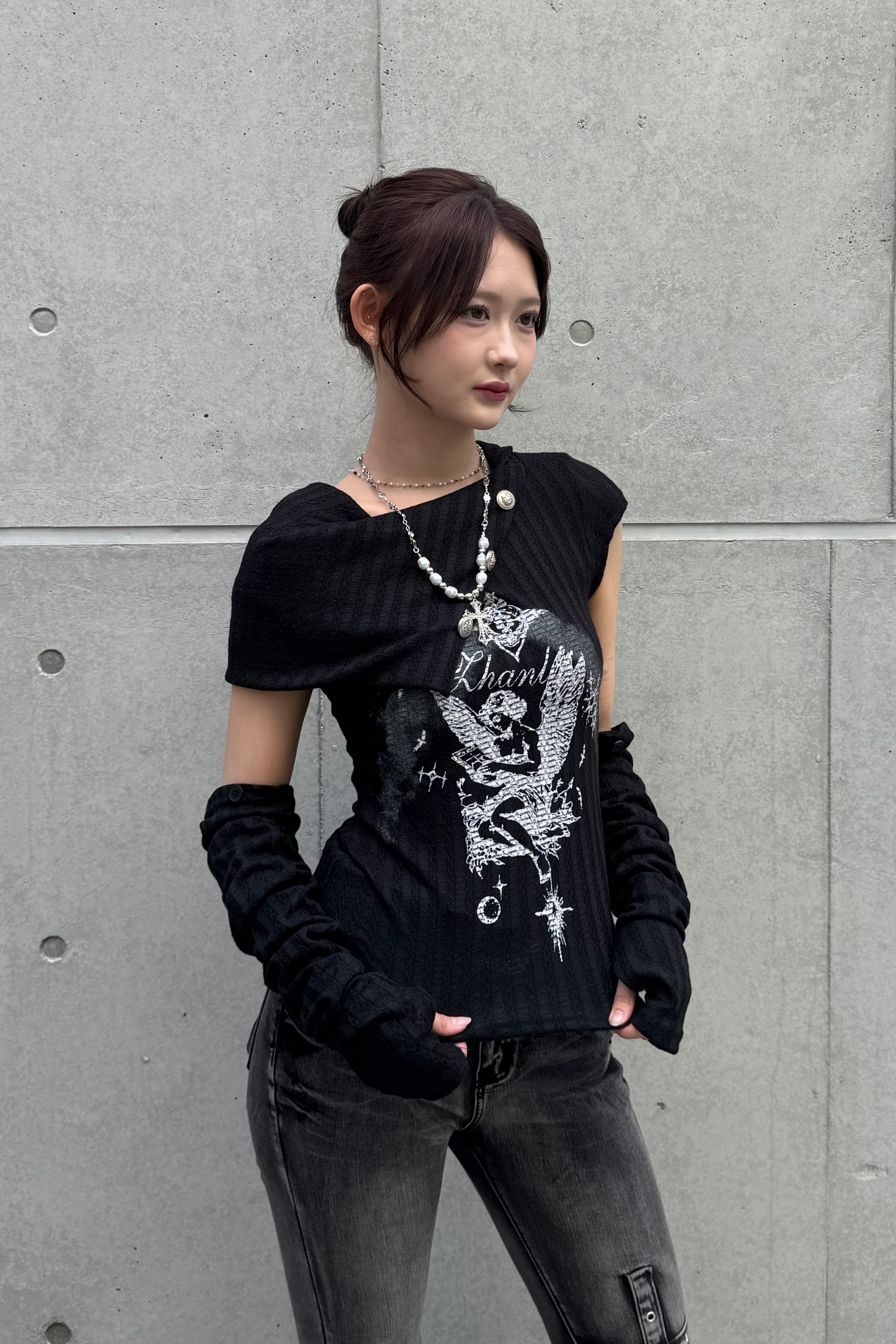 Dual angel pattern tops KSG20819