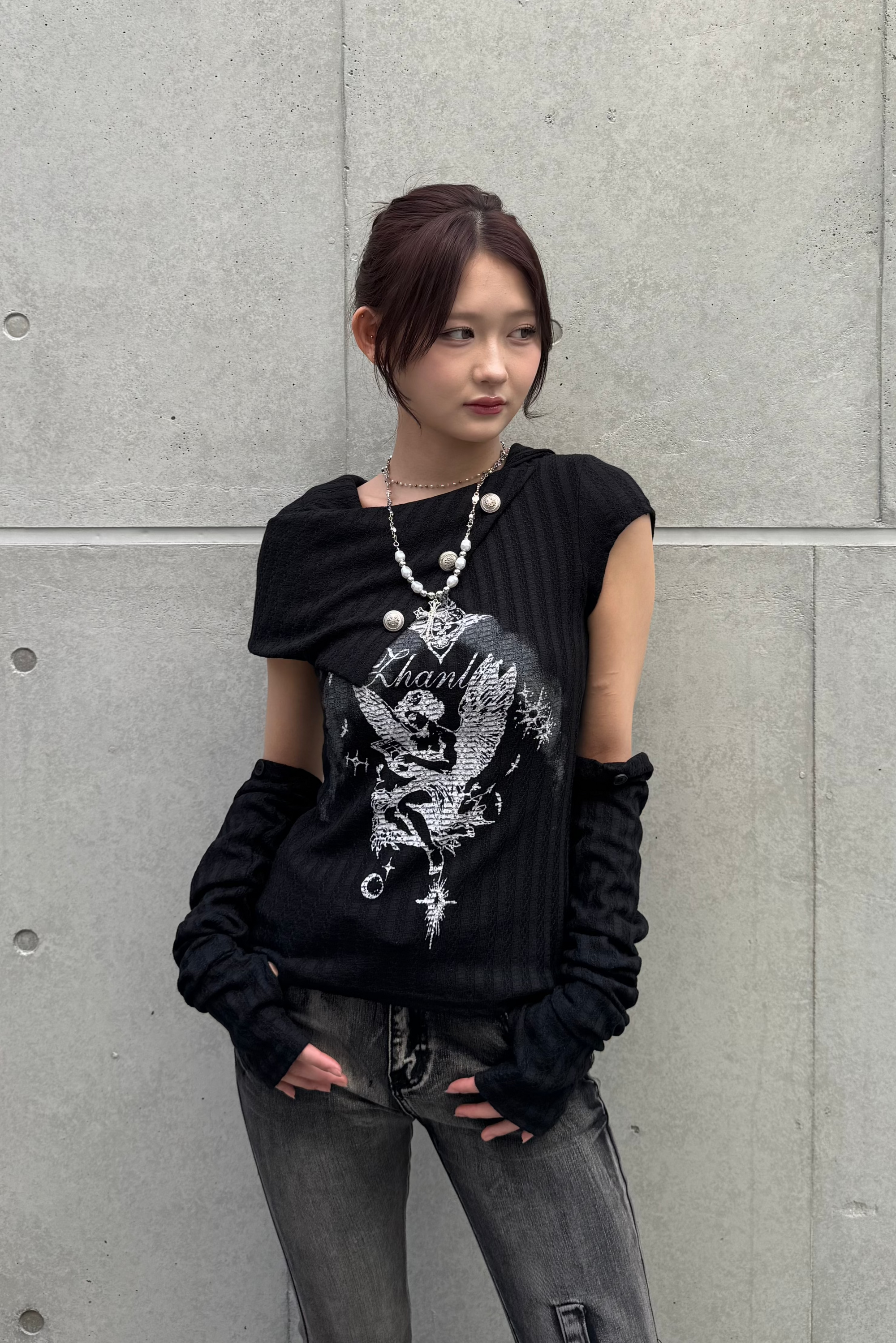 Dual angel pattern tops KSG20819