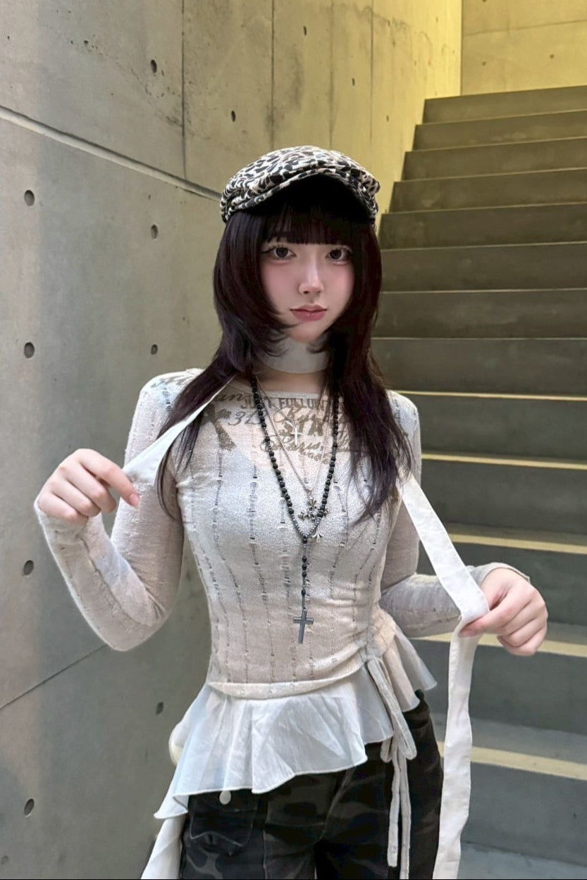 vintage design frill knit KSG20790