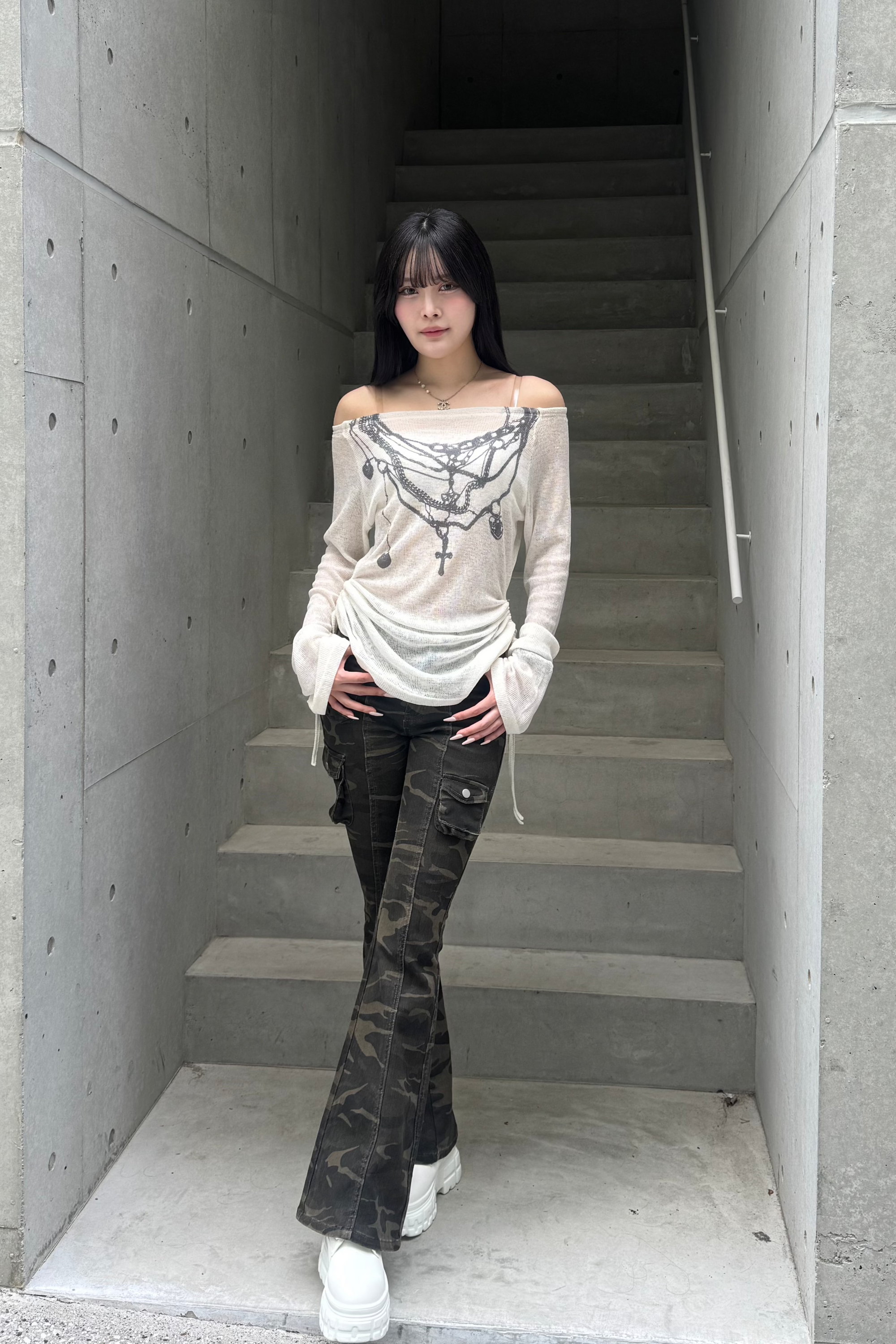 カモフラージュフレアパンツ KSG19265