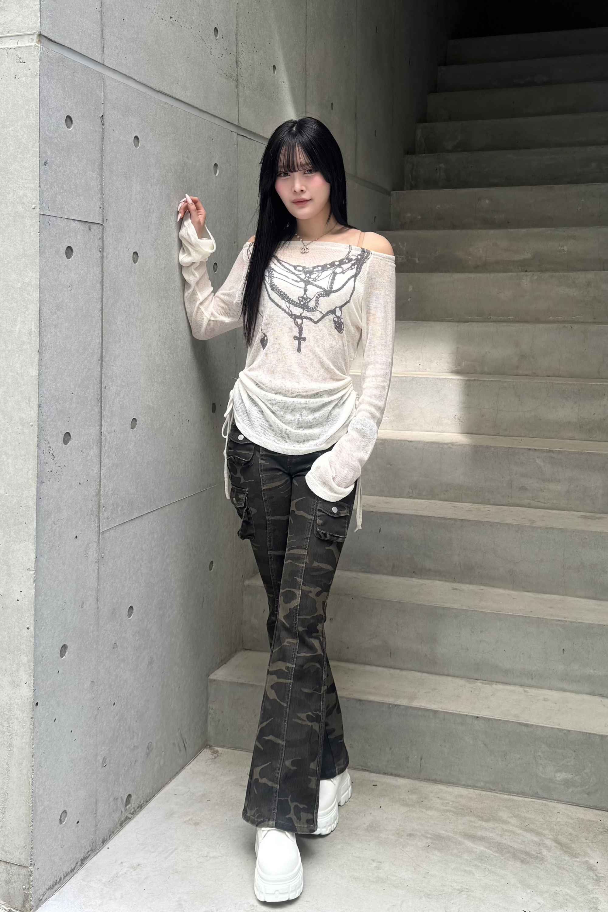 カモフラージュフレアパンツ KSG19265