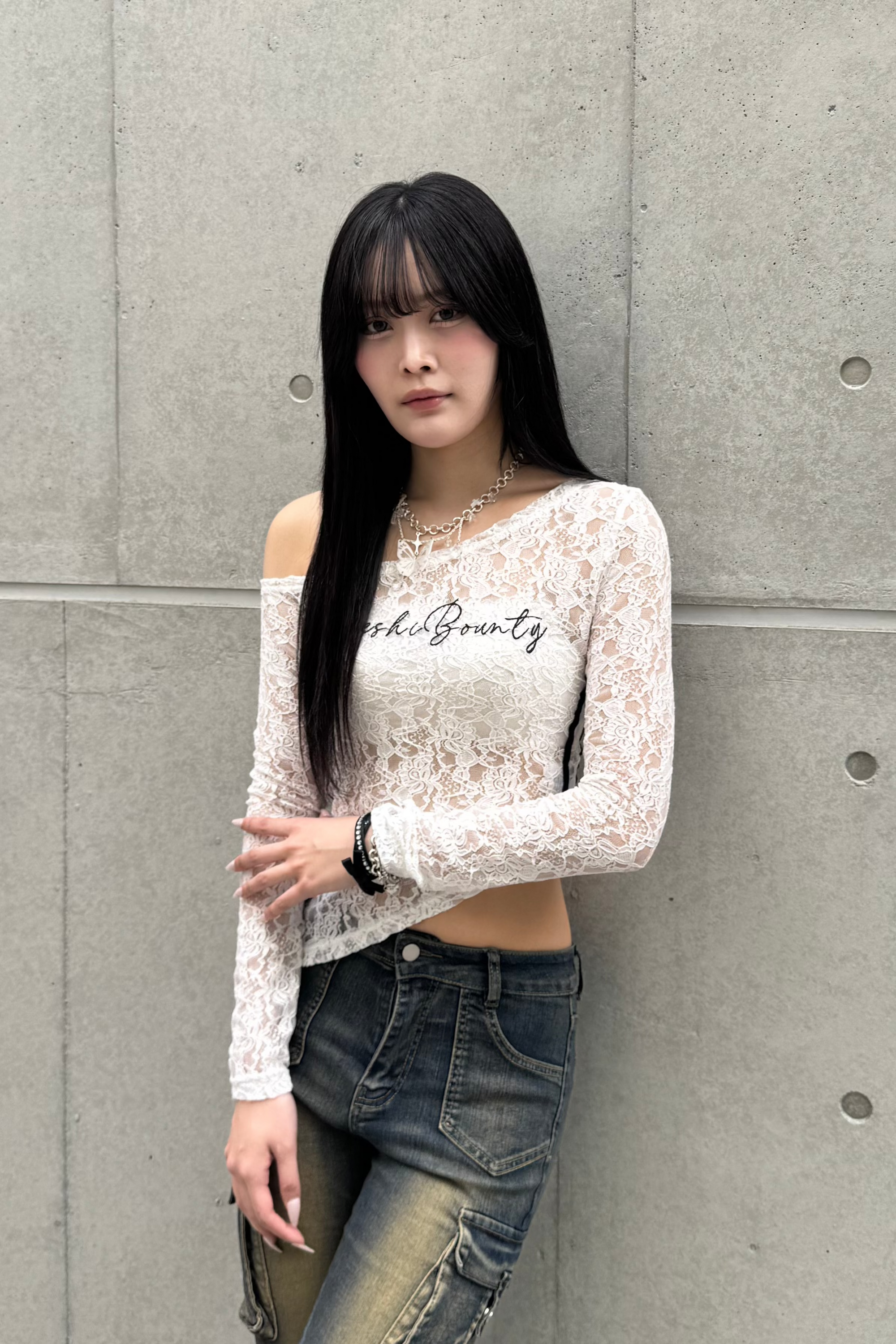 lace asymmetry tops KSG20815