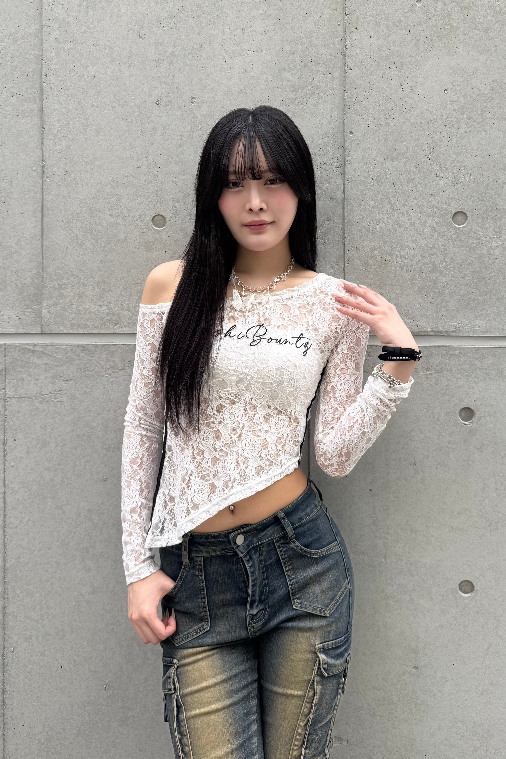lace asymmetry tops KSG20815