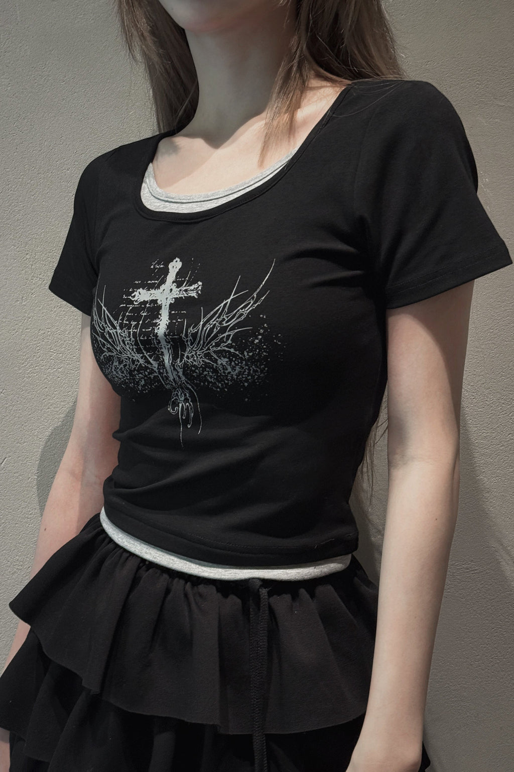 クロスデザインクロップドTシャツ KSG20940