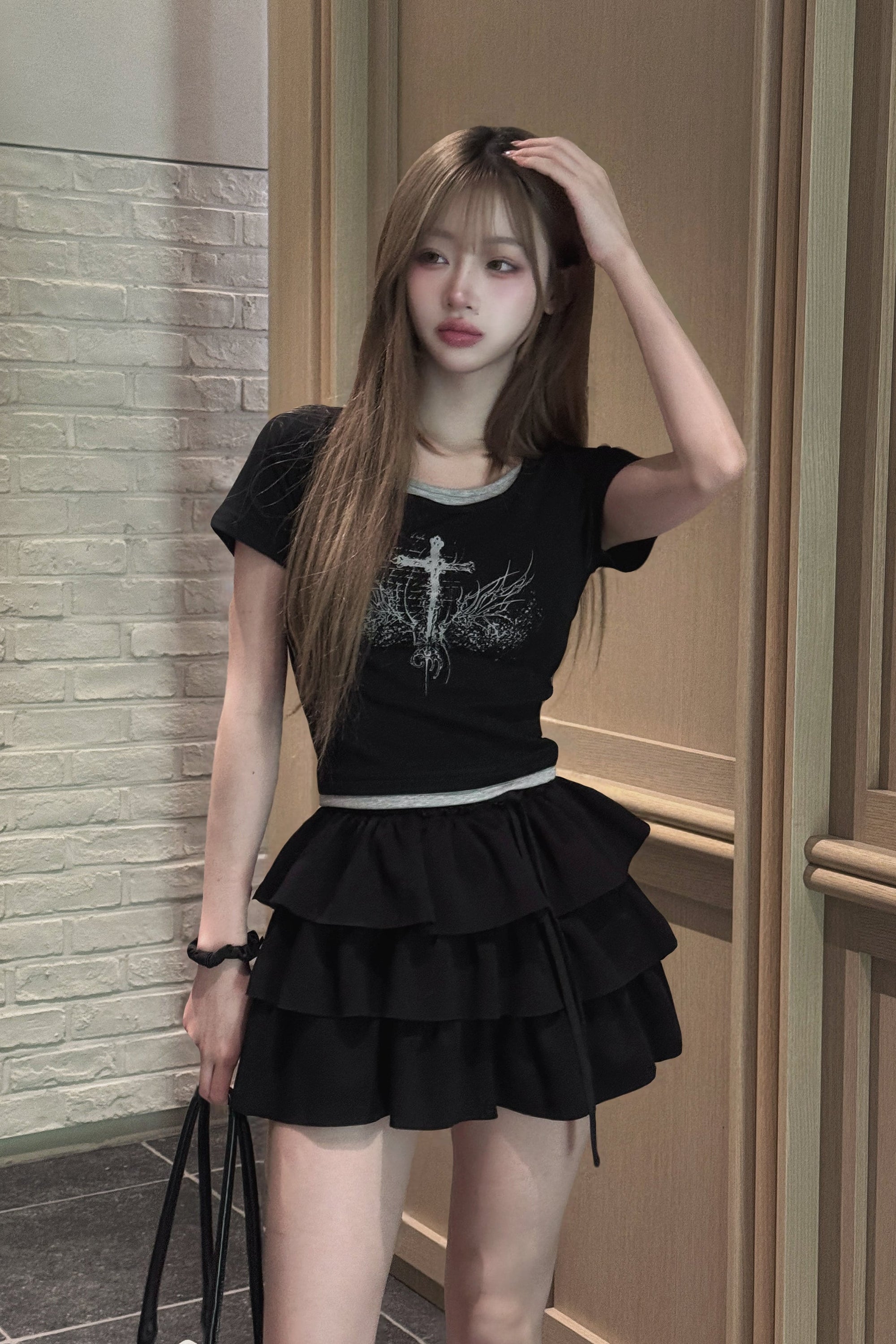 クロスデザインクロップドTシャツ KSG20940