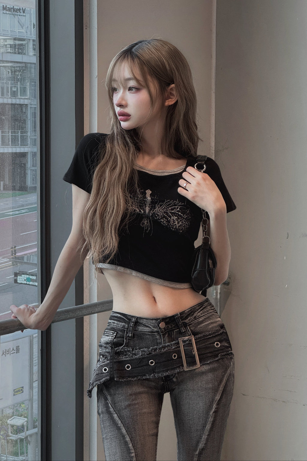 クロスデザインクロップドTシャツ KSG20940