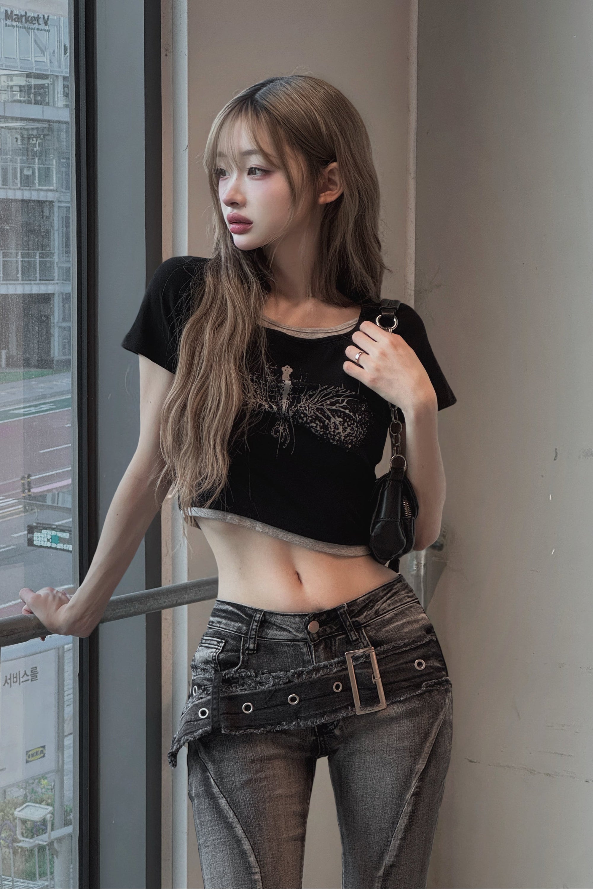 クロスデザインクロップドTシャツ KSG20940