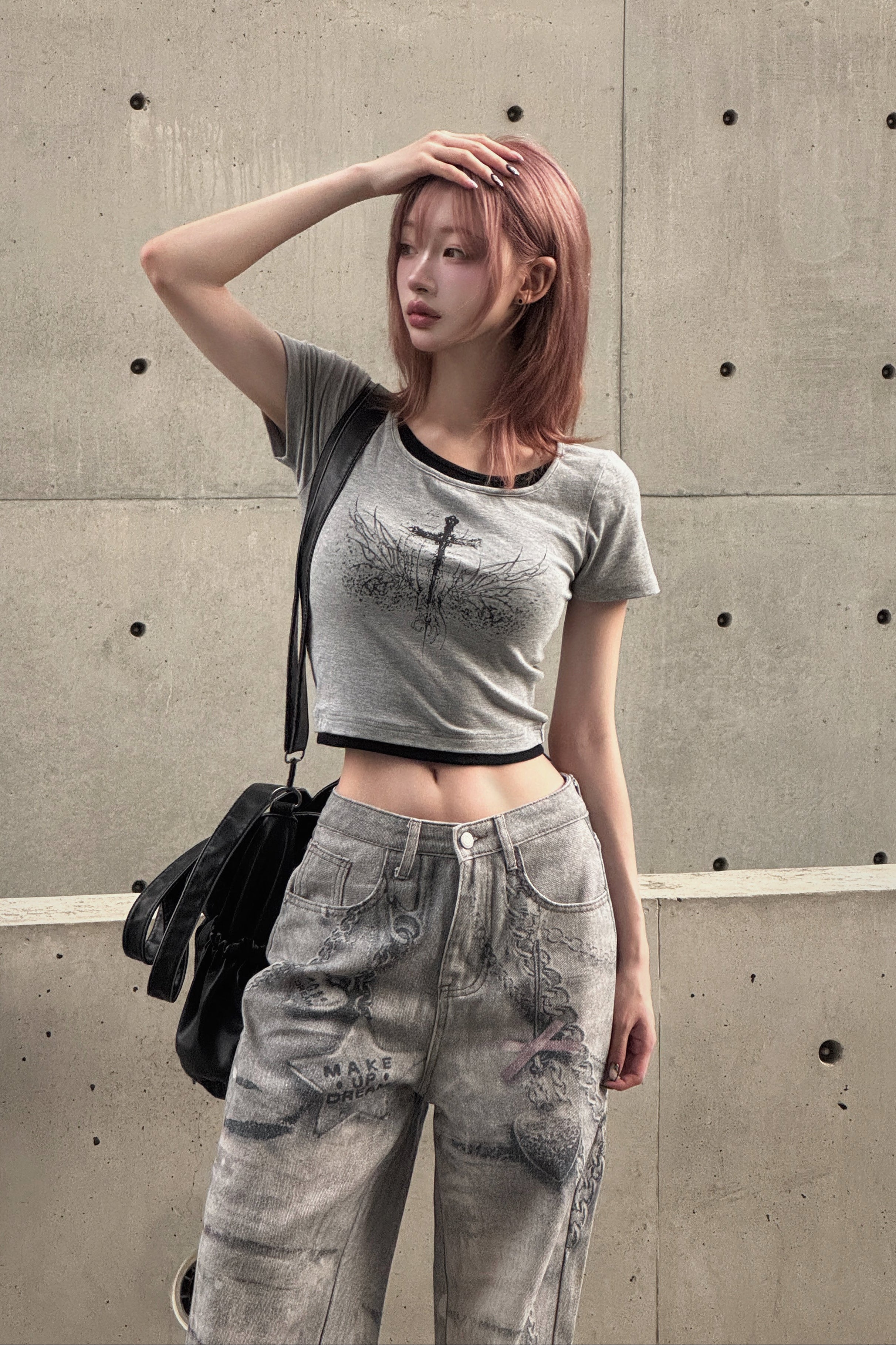 クロスデザインクロップドTシャツ KSG20940 – Sense Market