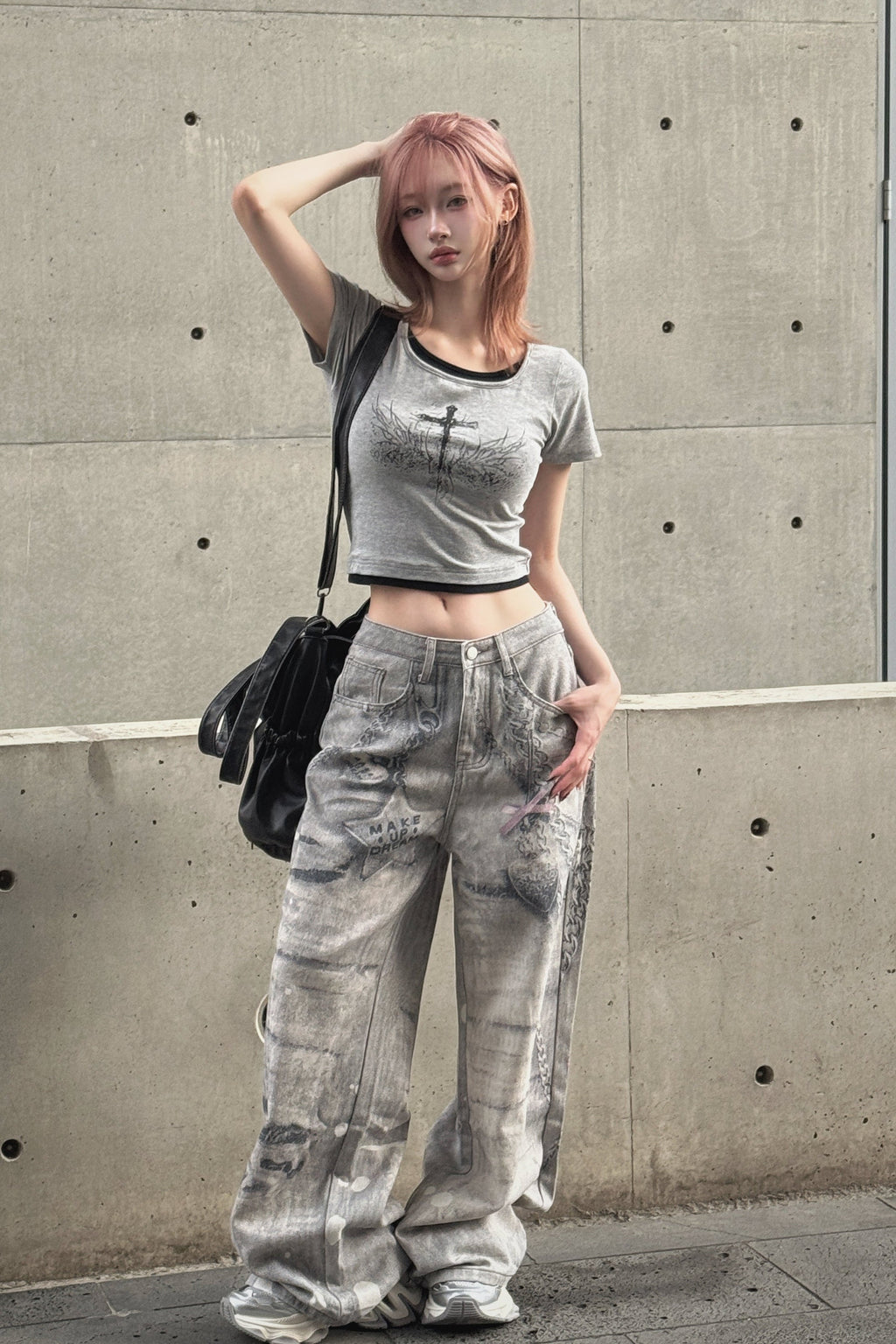 silver chain accent jeans KSG19421