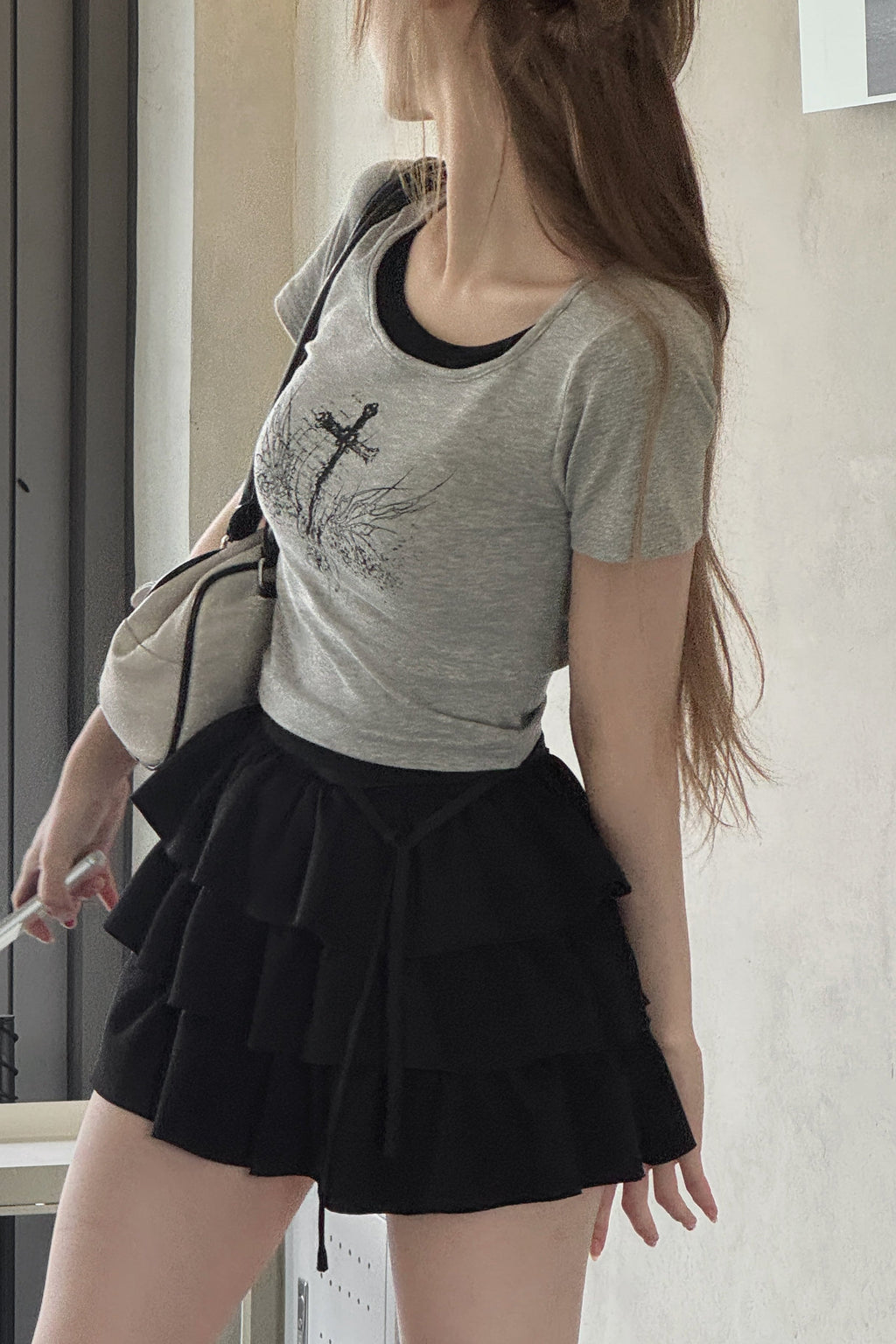 クロスデザインクロップドTシャツ KSG20940