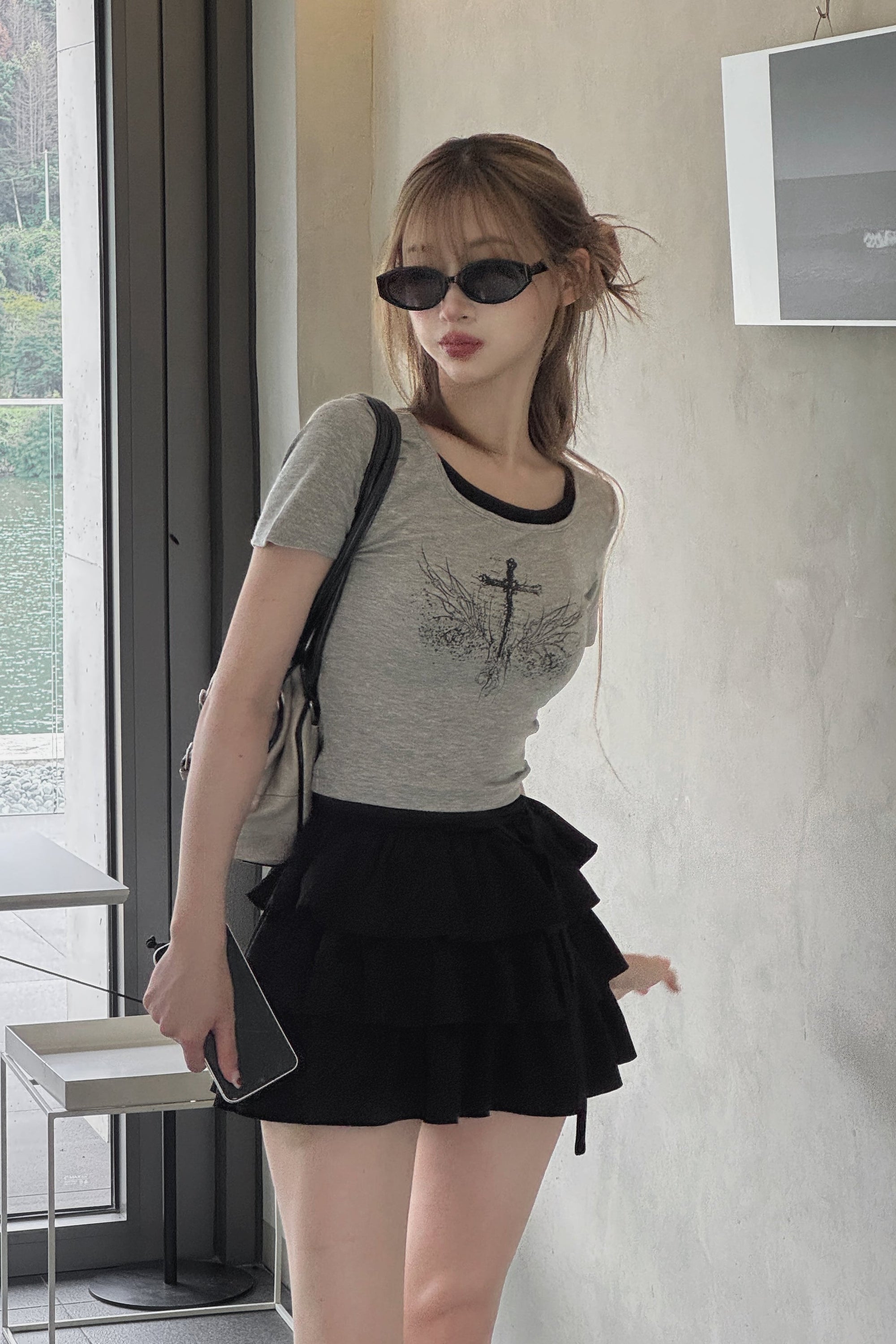 クロスデザインクロップドTシャツ KSG20940