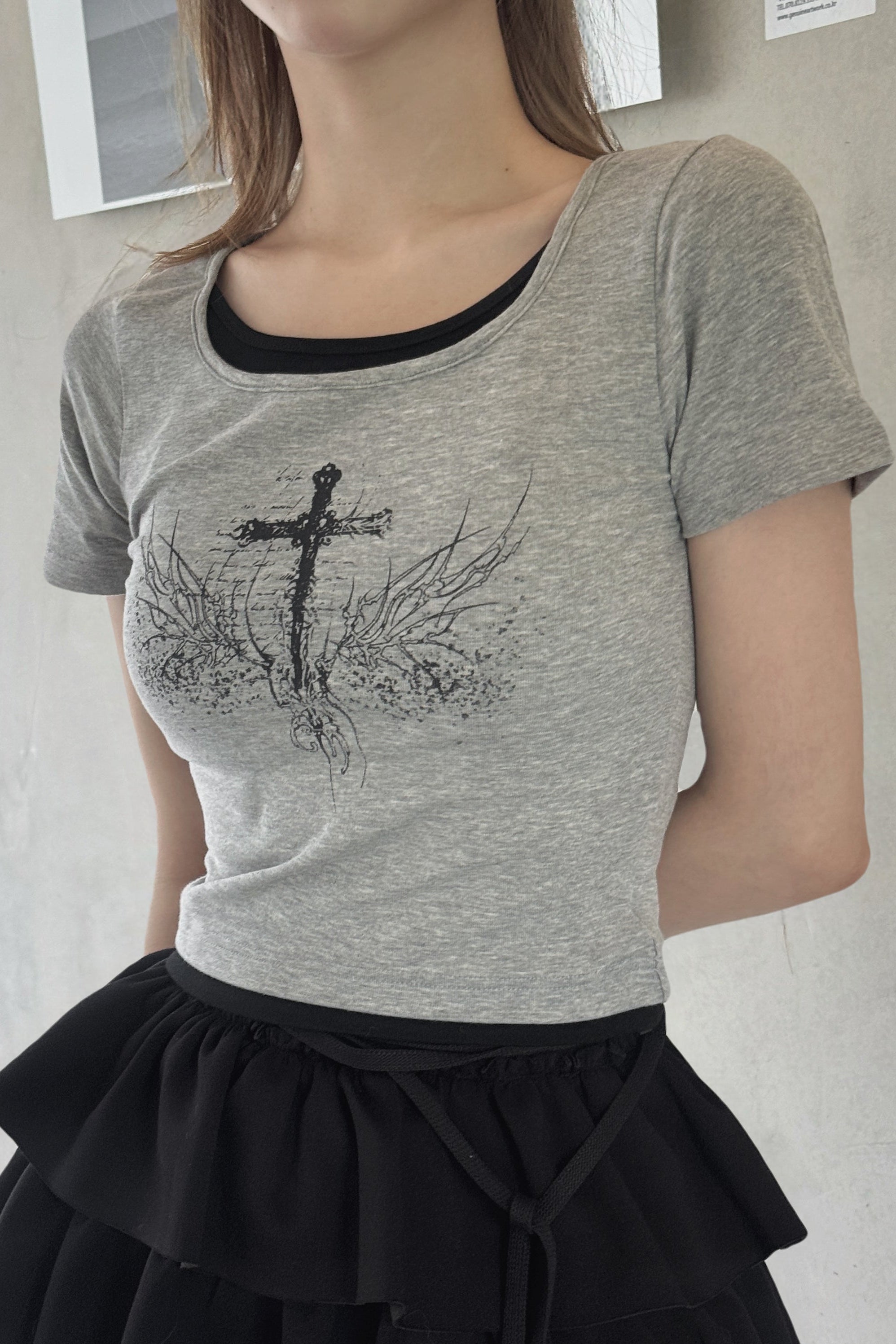 クロスデザインクロップドTシャツ KSG20940