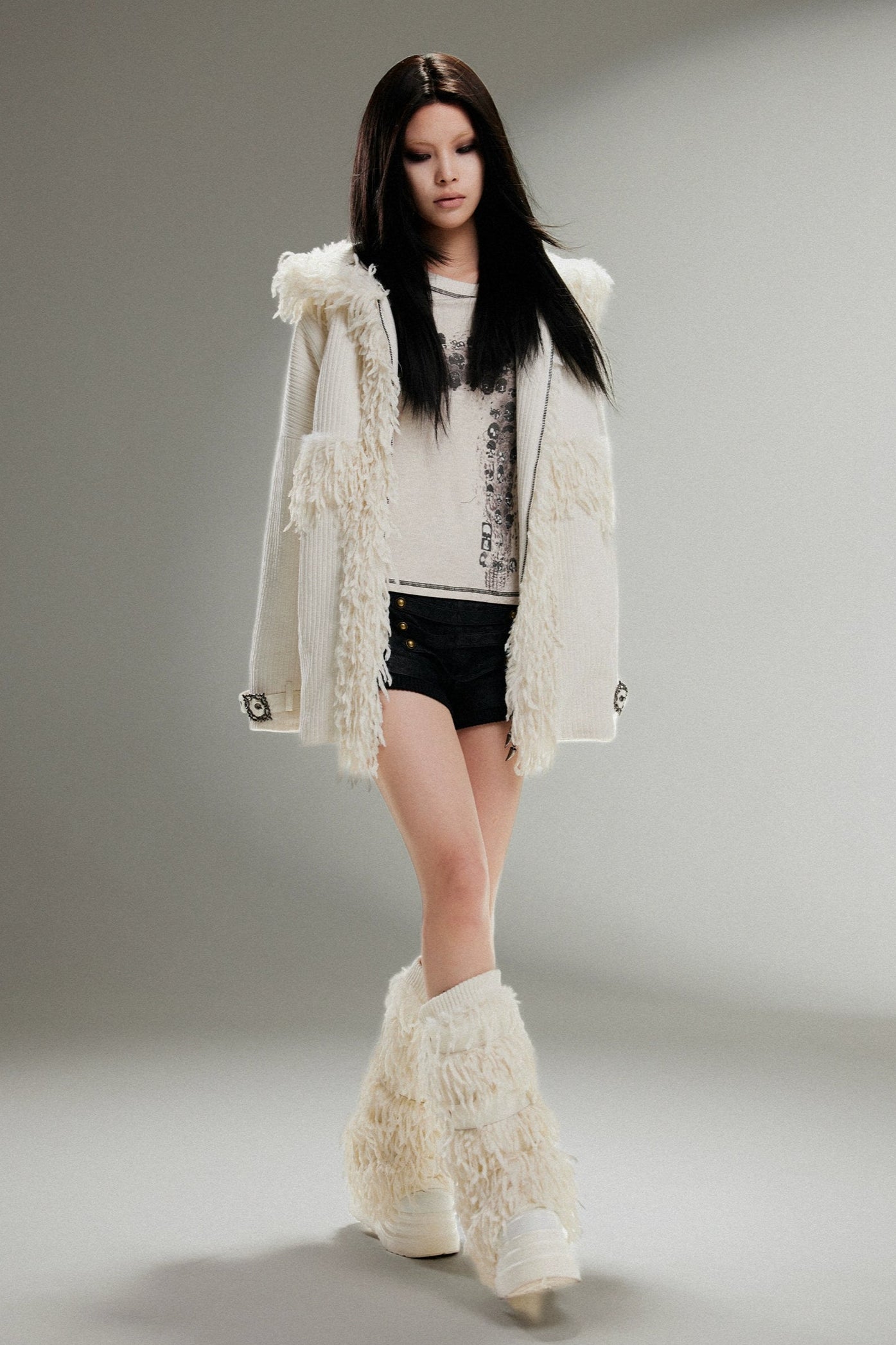 fur punk long coat