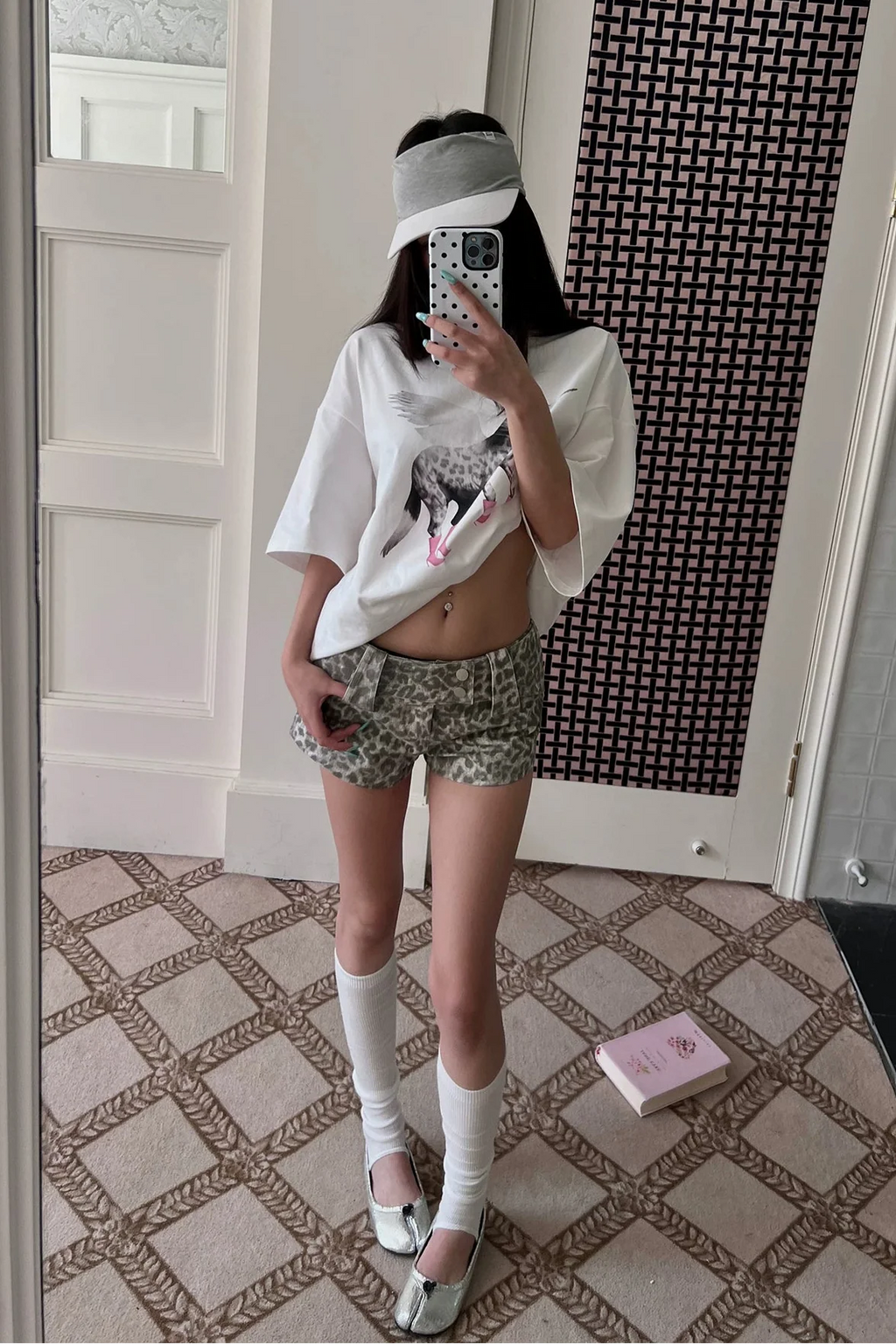 double button leopard shorts10013