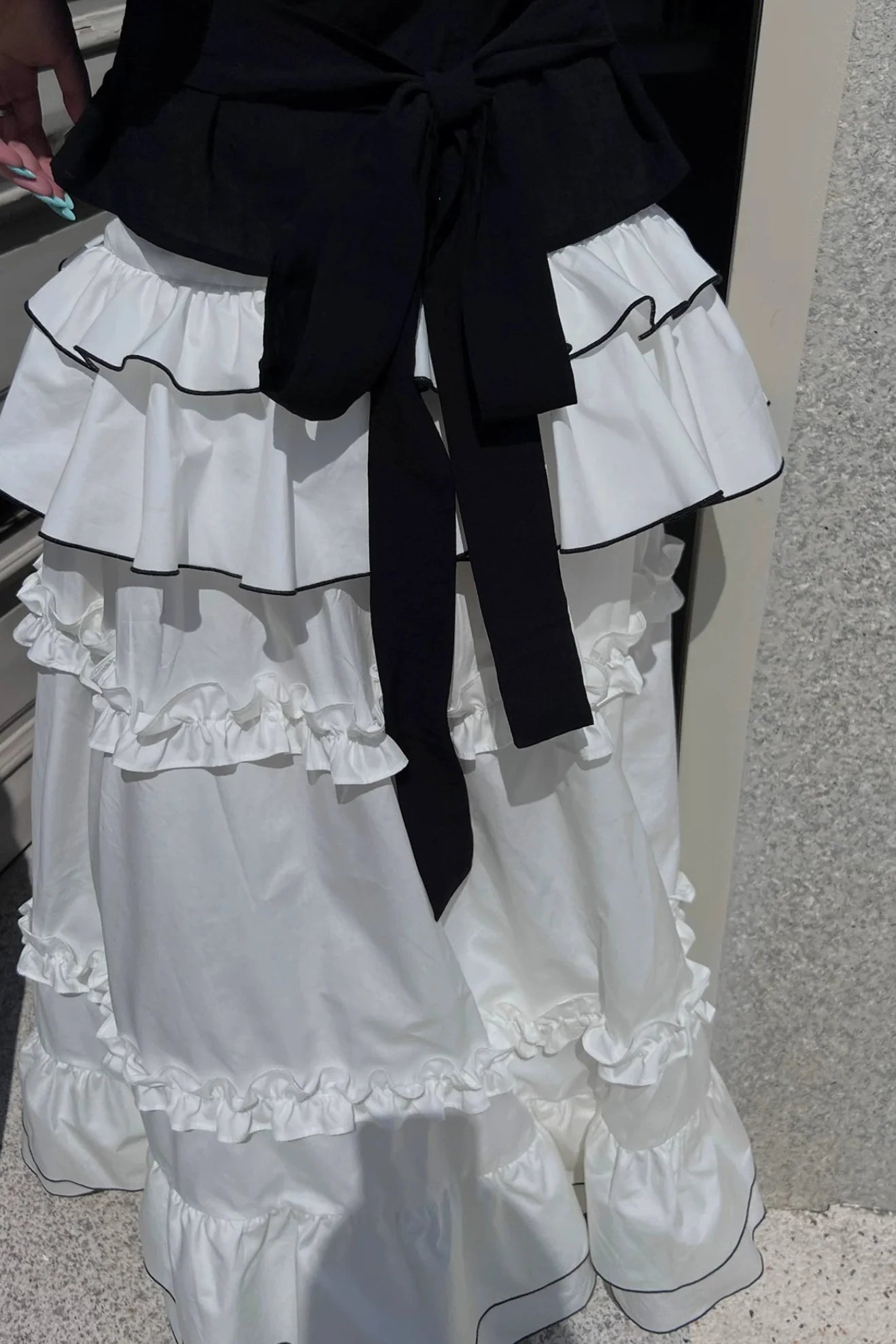 high slit tiered skirt10015
