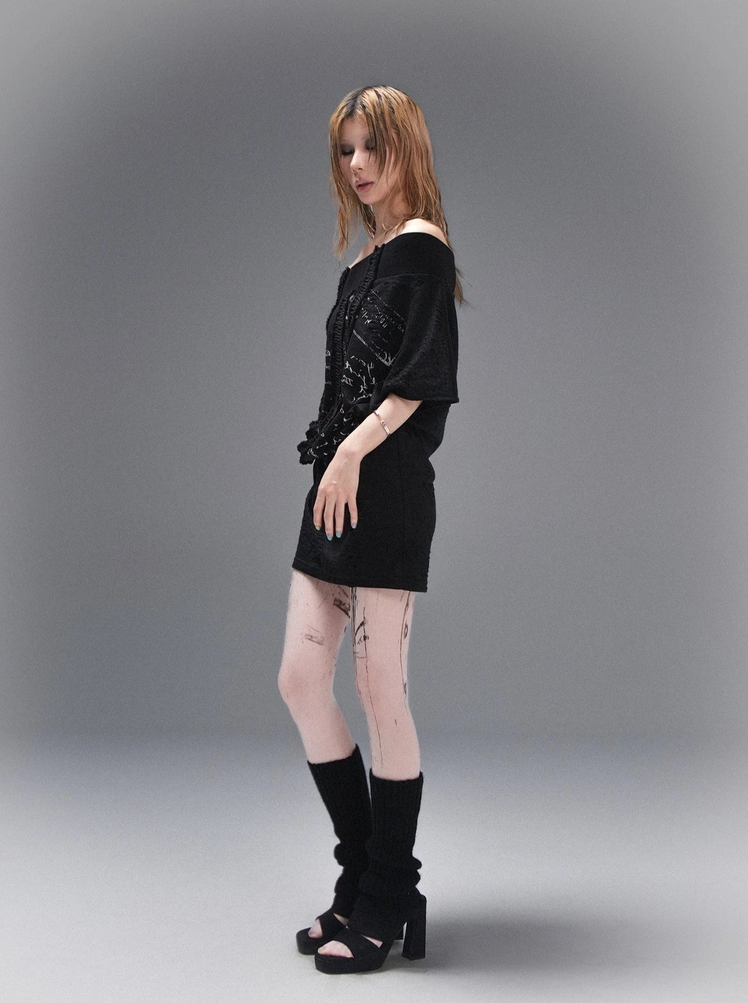 punk street rock off shoulder onepiece