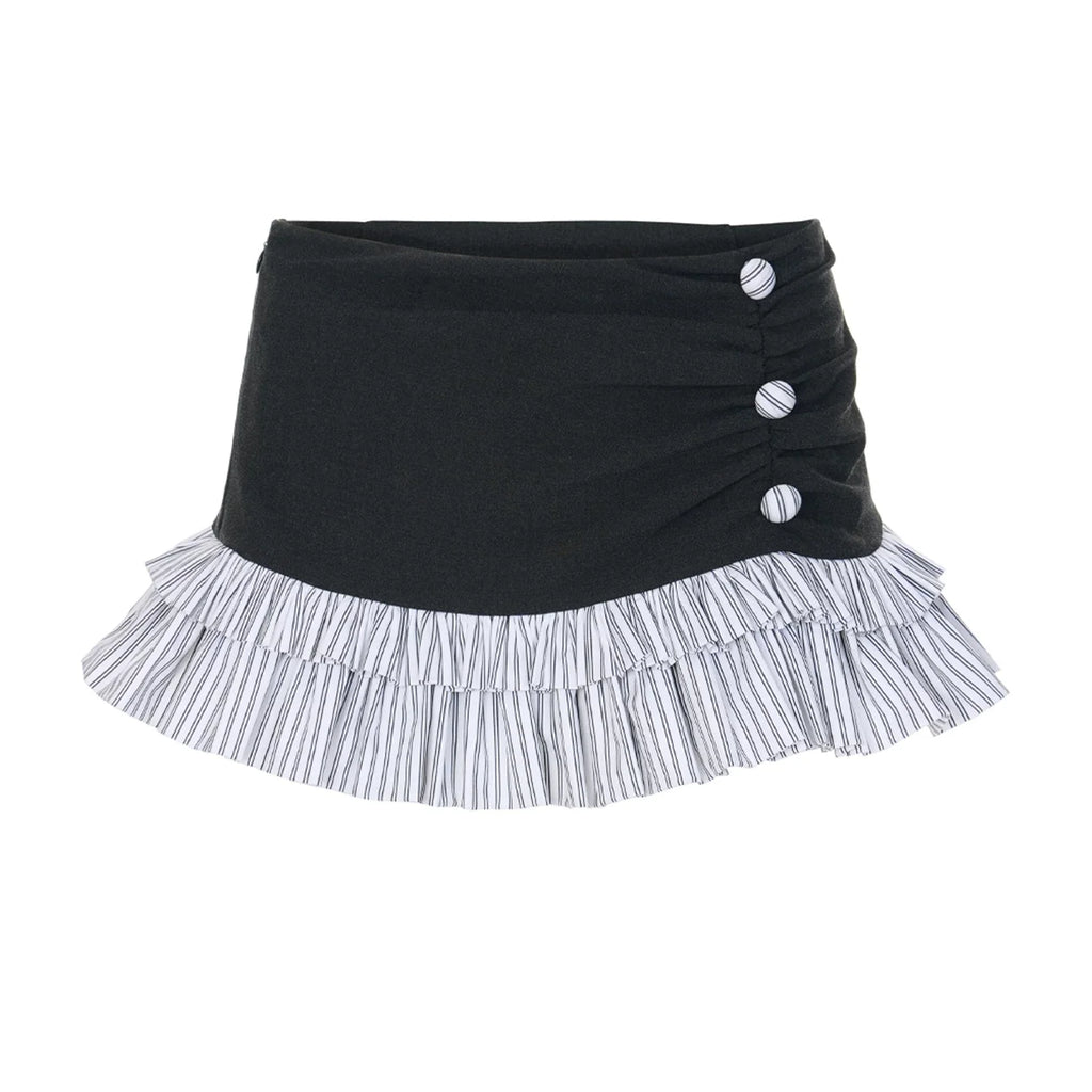 monochrome striped frill skirt10039