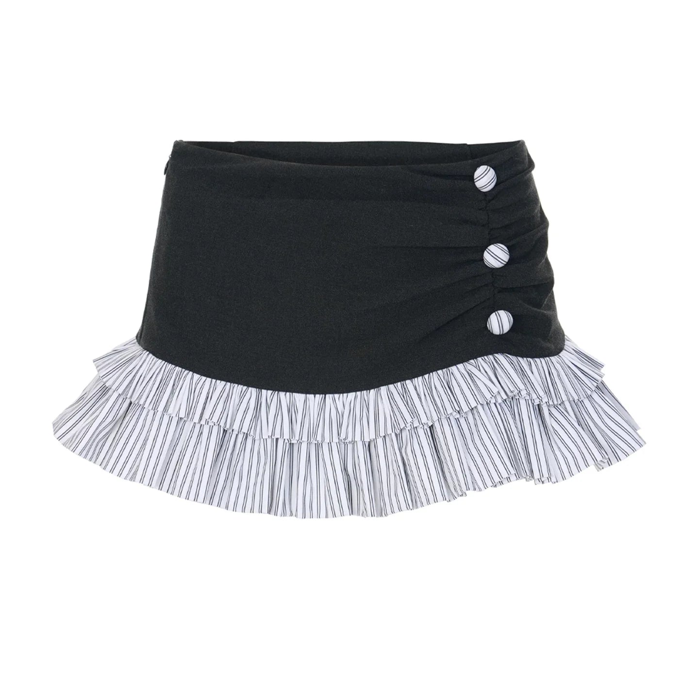 monochrome striped frill skirt10039