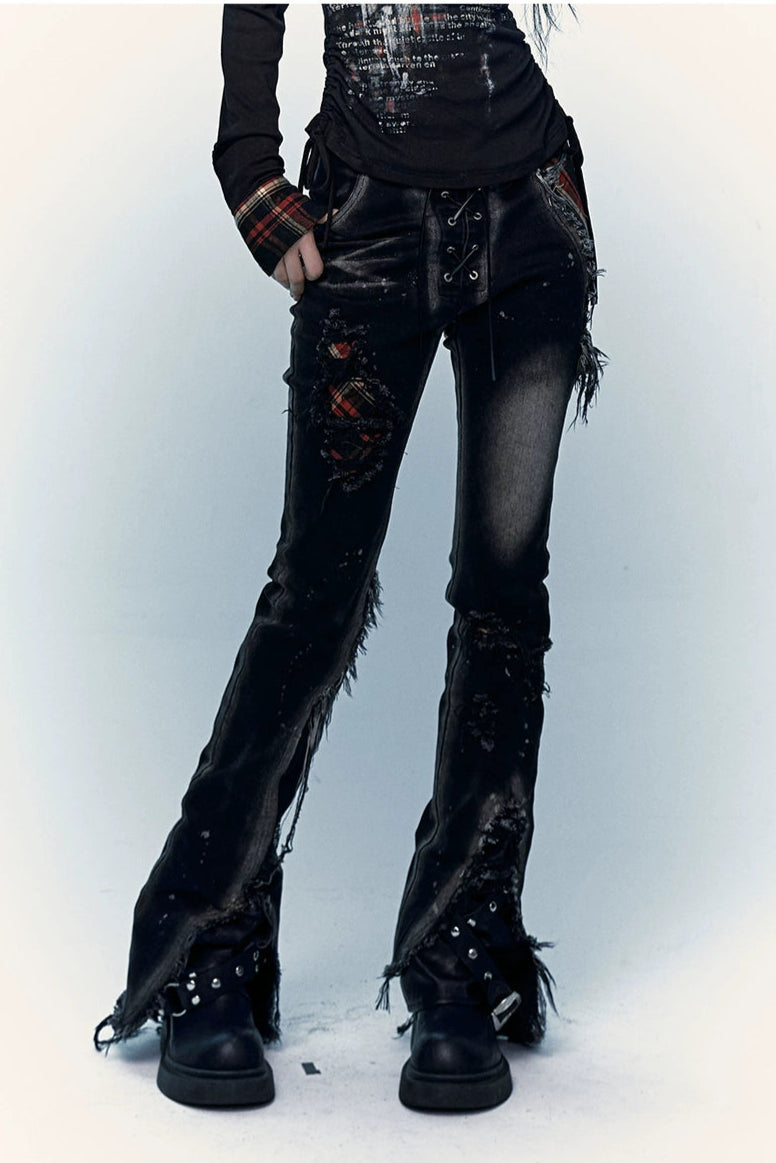 punk plaid denim