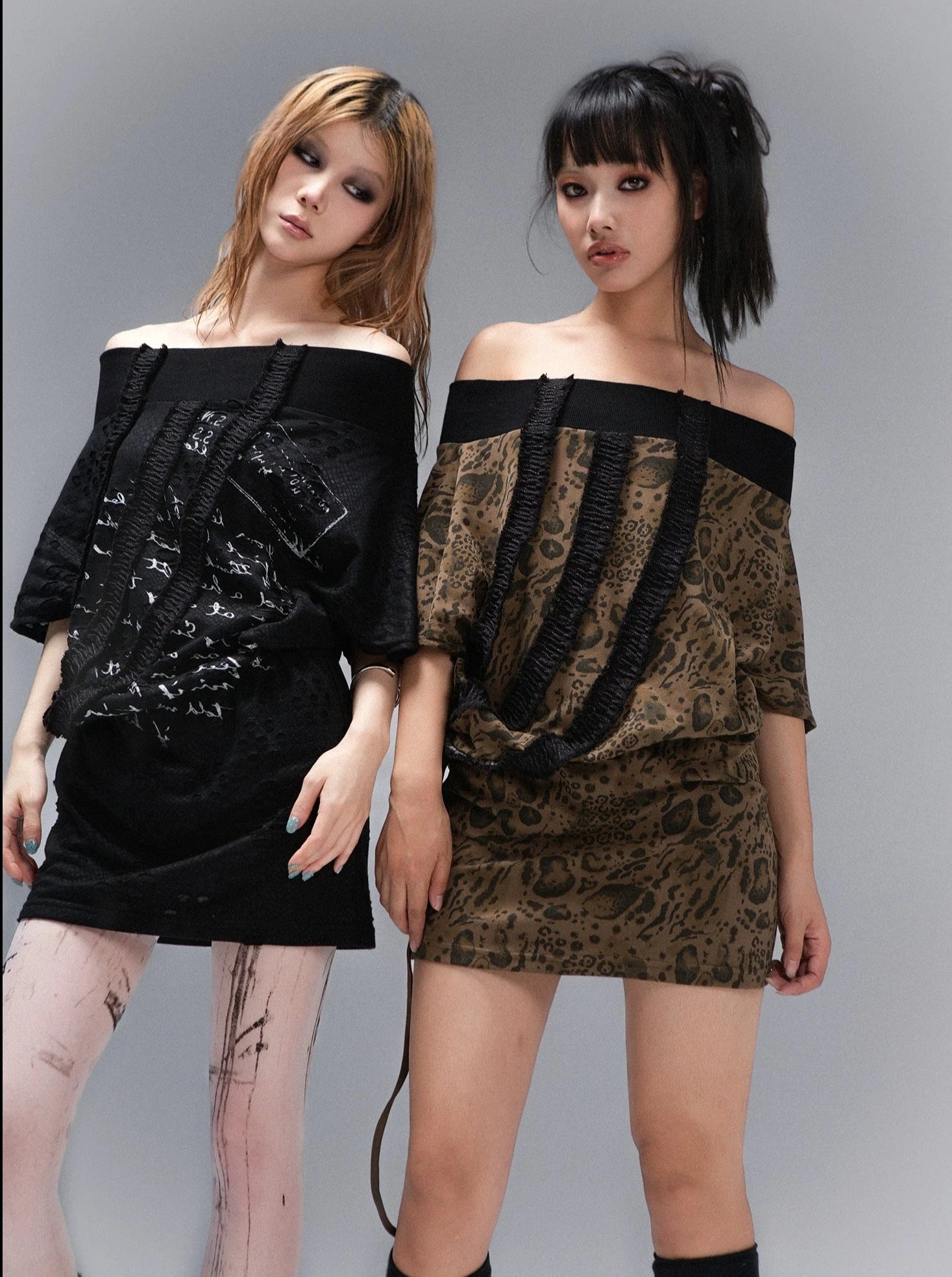 punk street rock off shoulder onepiece