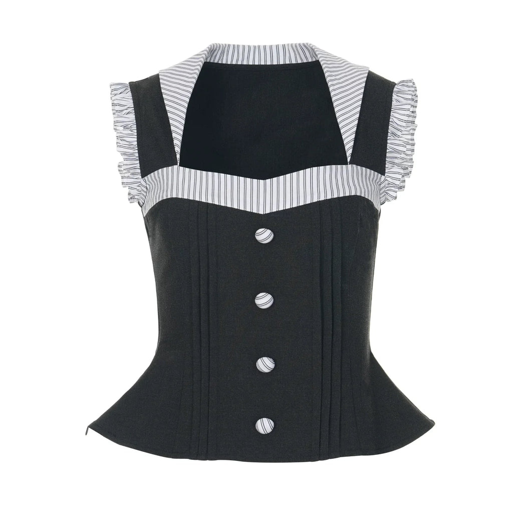 monochrome striped peplum blouse10038