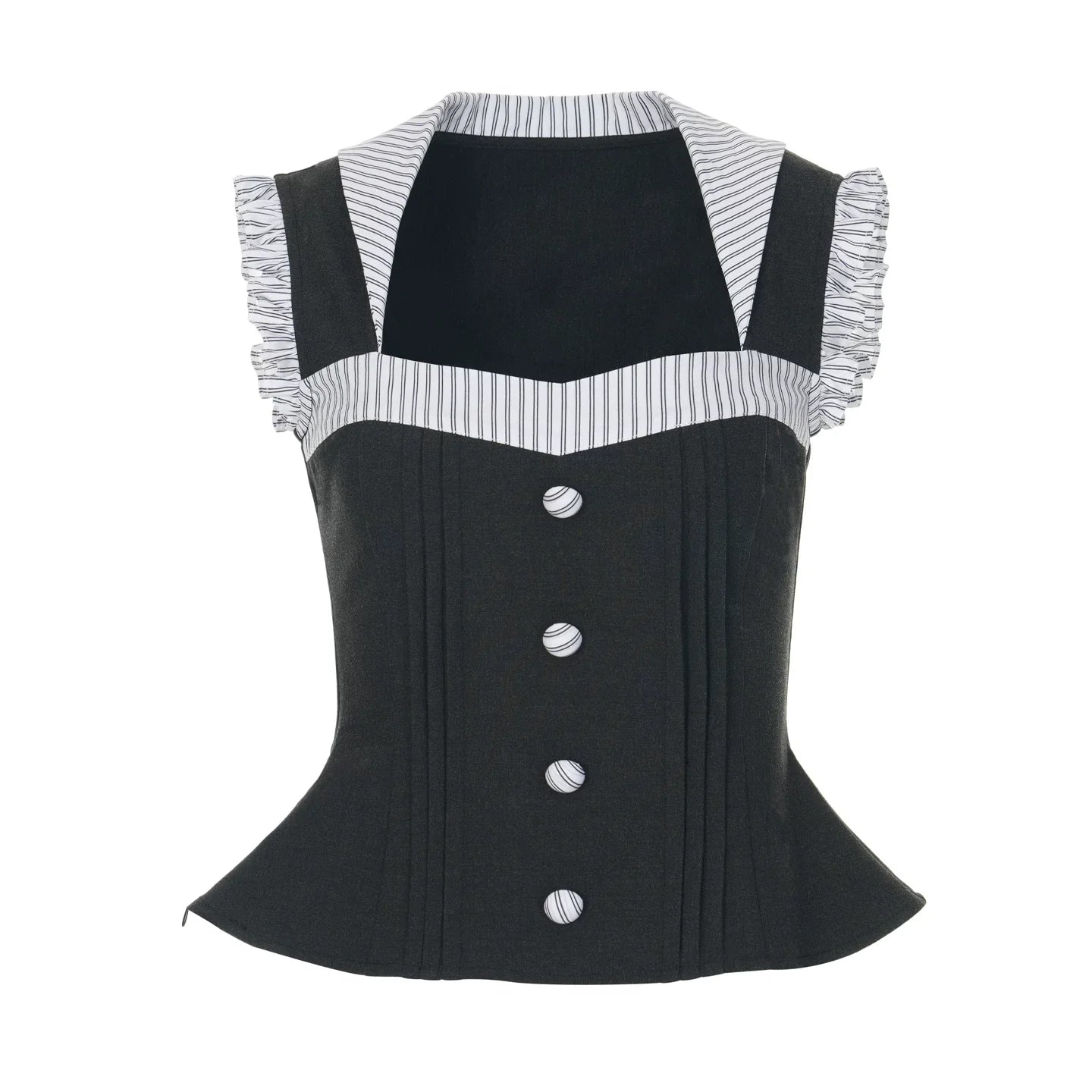 monochrome striped peplum blouse10038