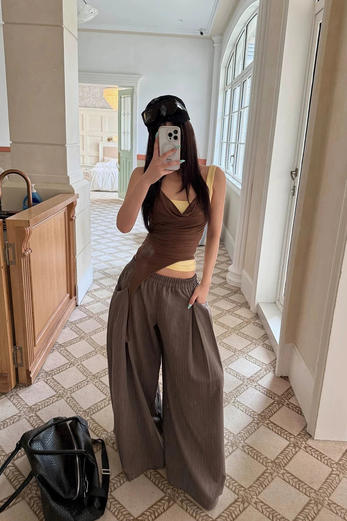 layered cowl neck halter10007