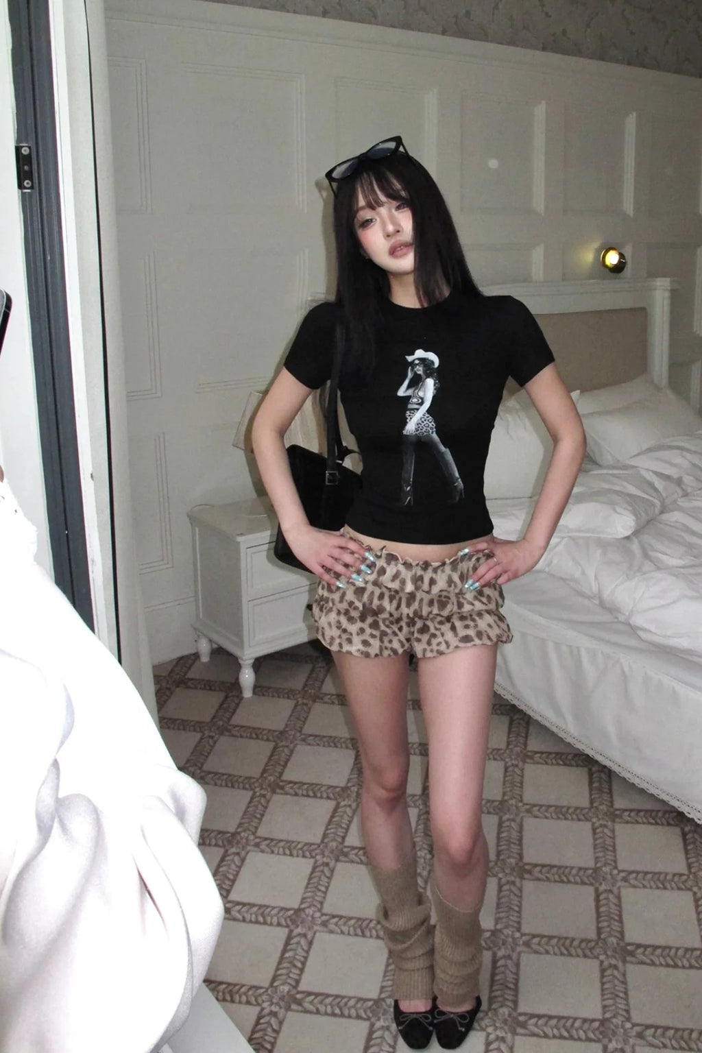 waffle leopard short pants10008