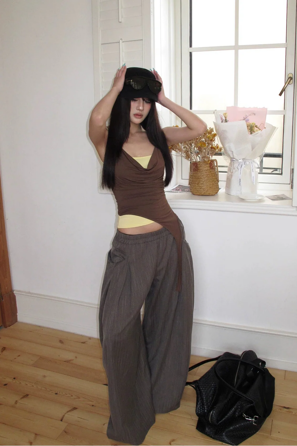 layered cowl neck halter10007