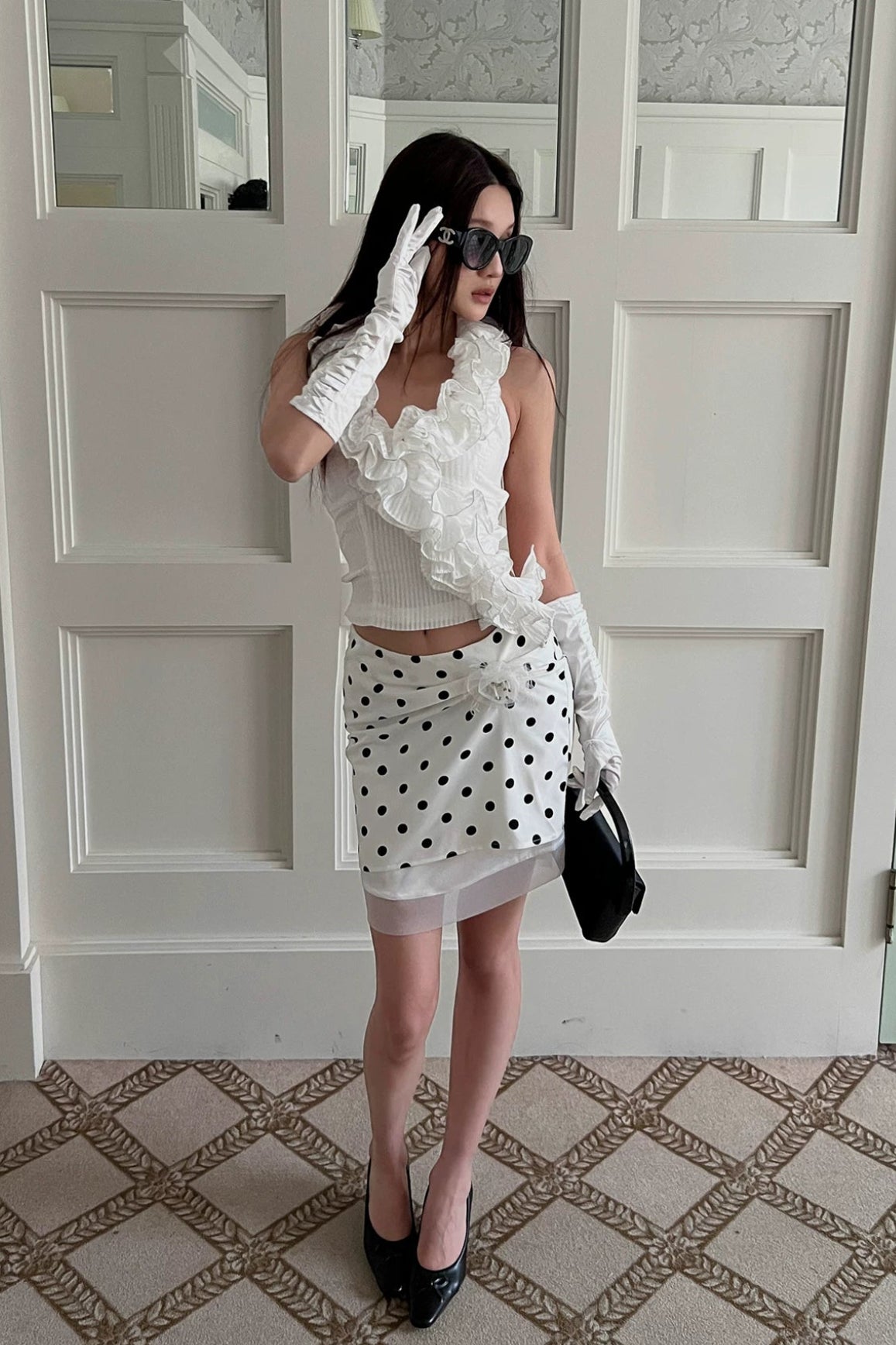 draped polka skirt