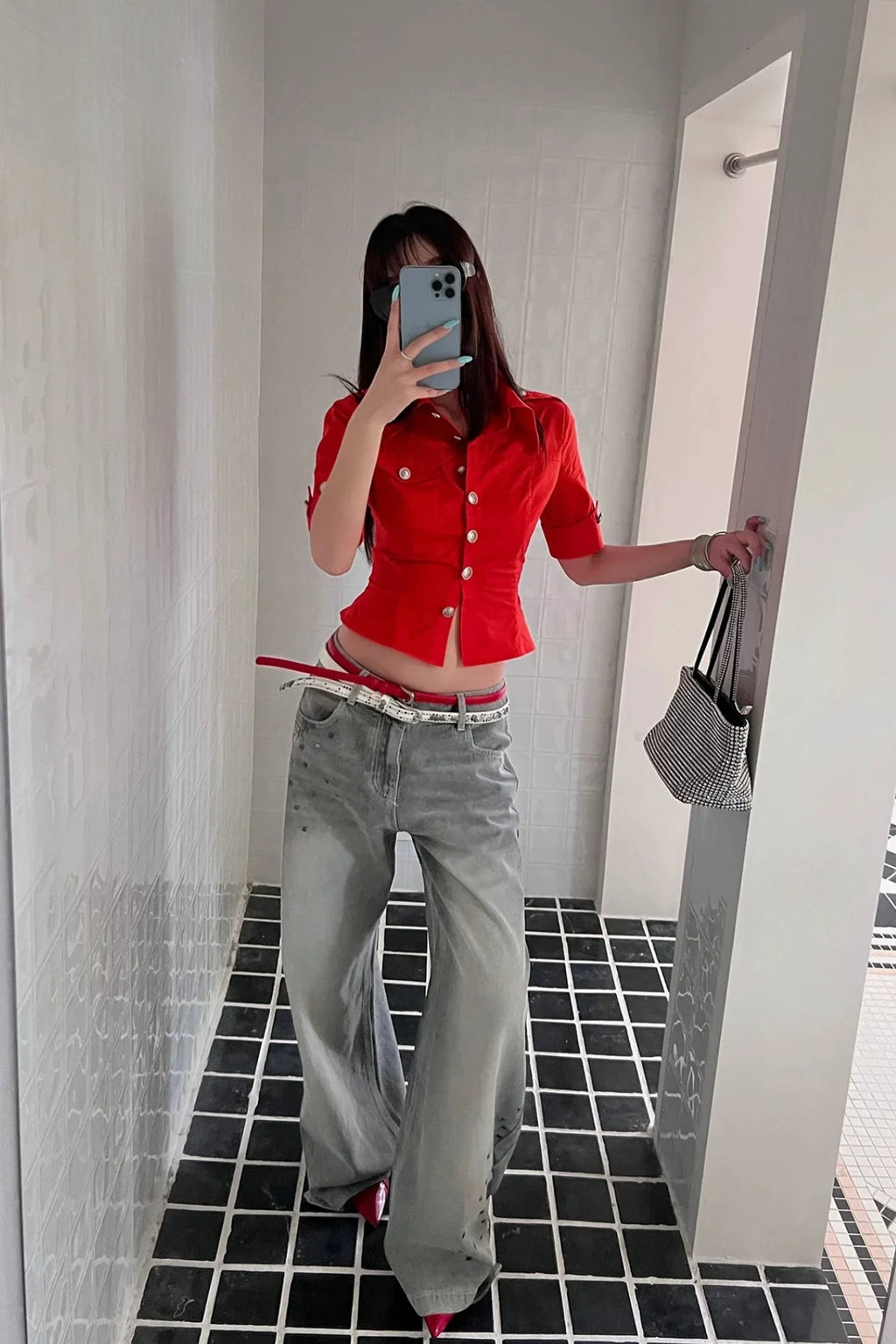 peplum hem short sleeve shirt10012