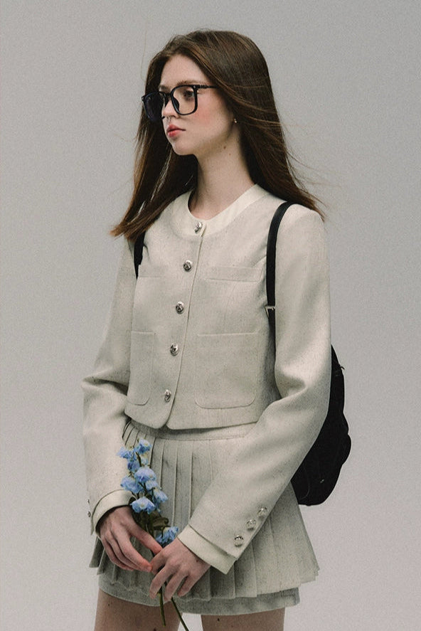 no collar gray tailored jacket