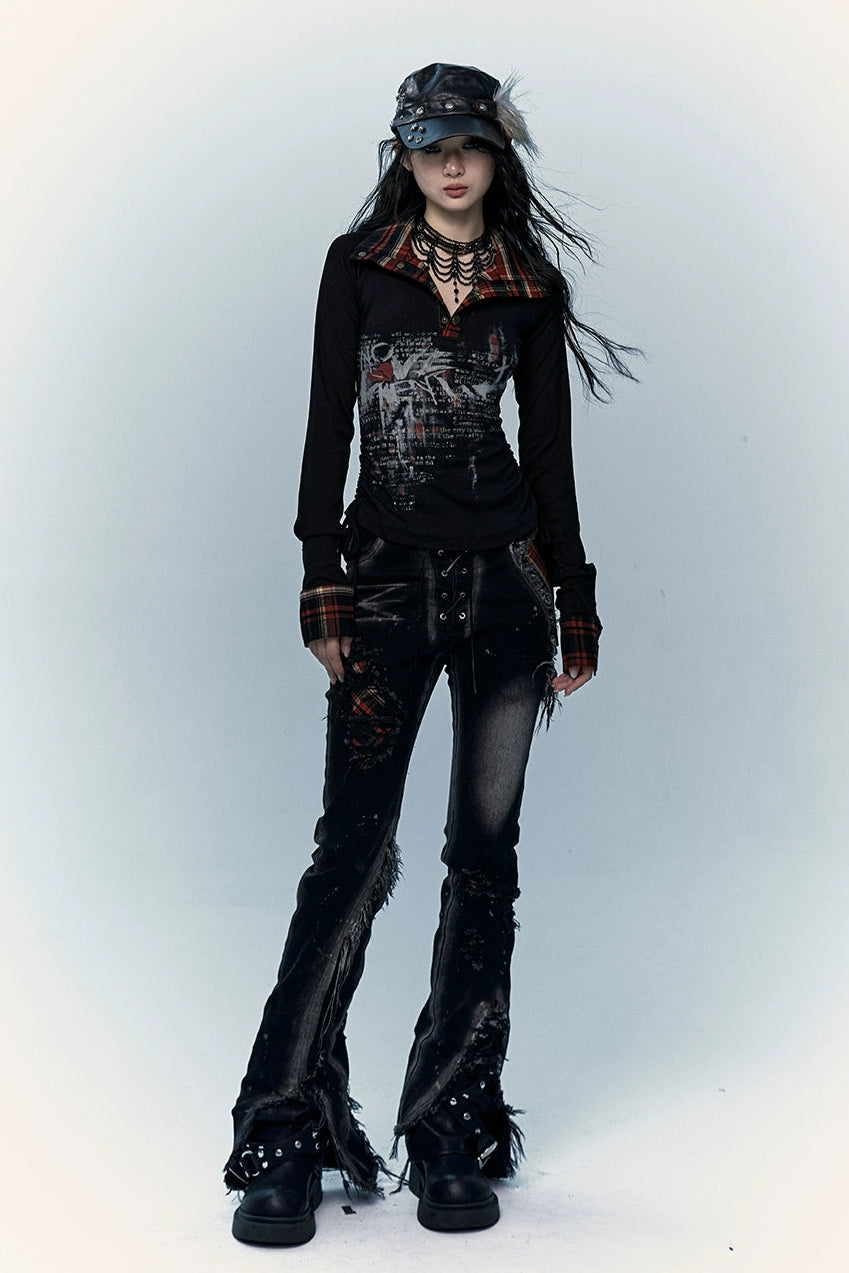 punk plaid denim