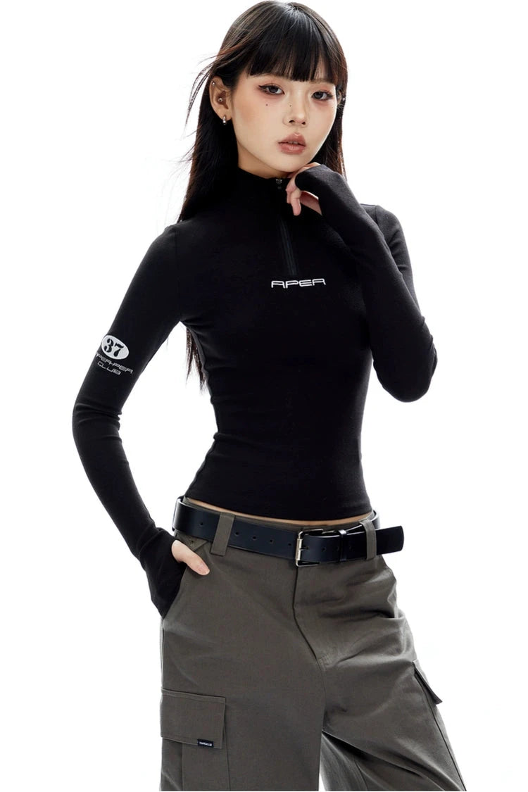 turtl zipper tight shirt