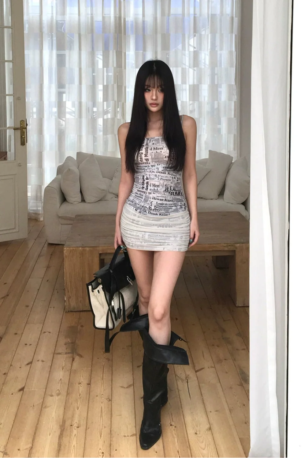 newspaper print mini dress10004