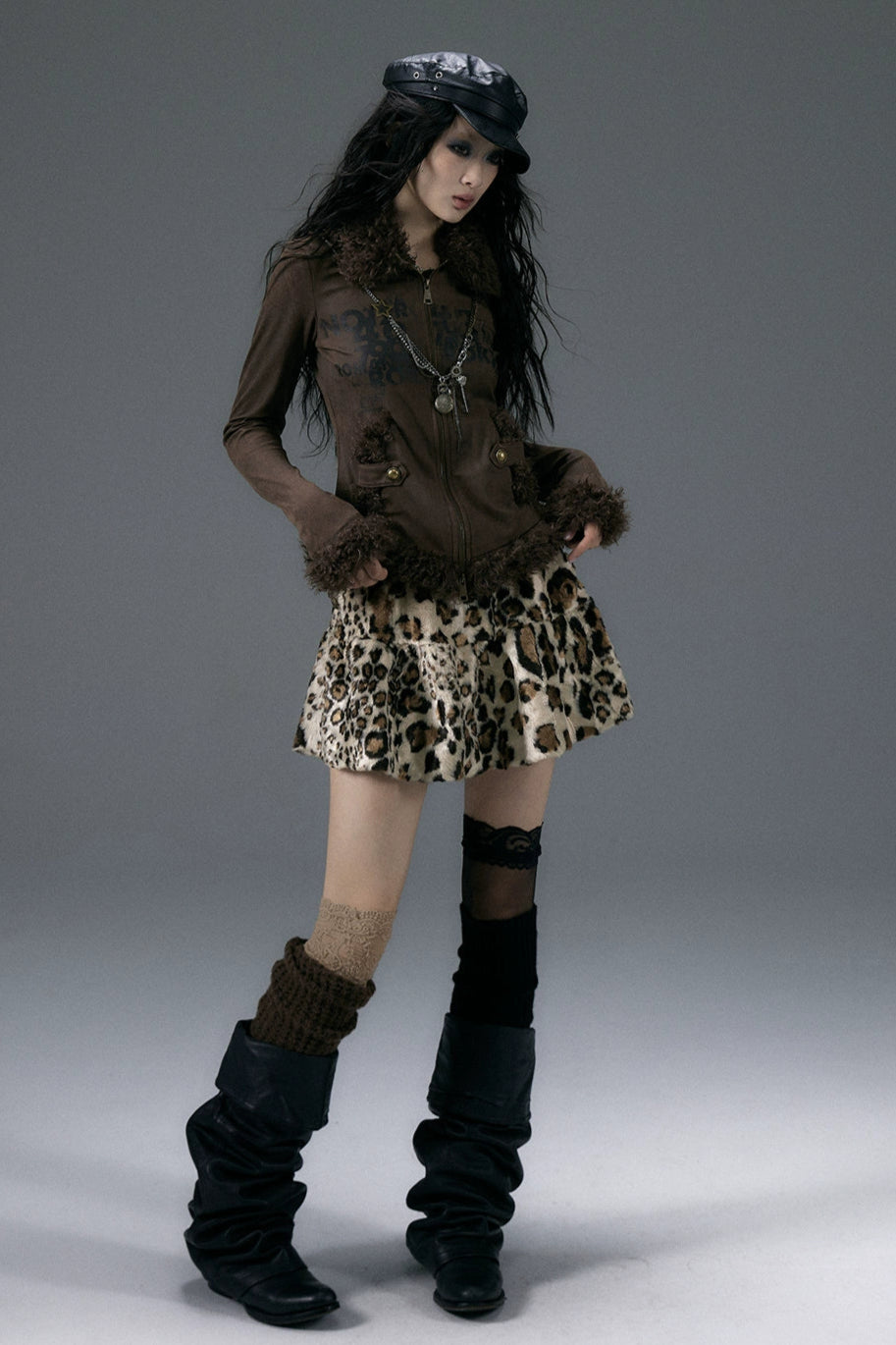 punk leopard skirt