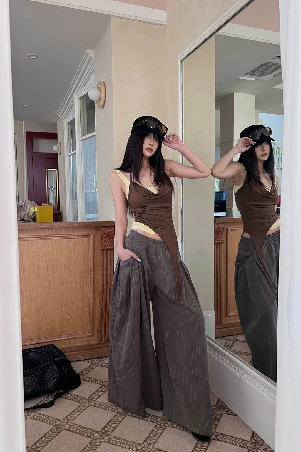 layered cowl neck halter10007