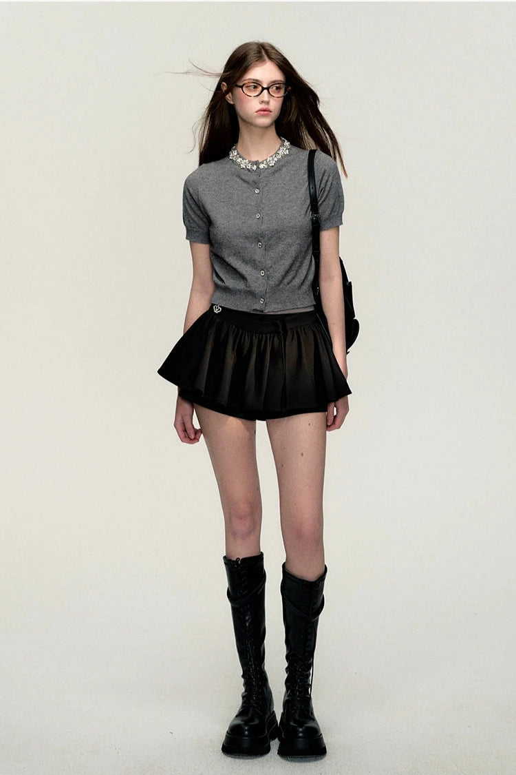 college gray knit cardigan